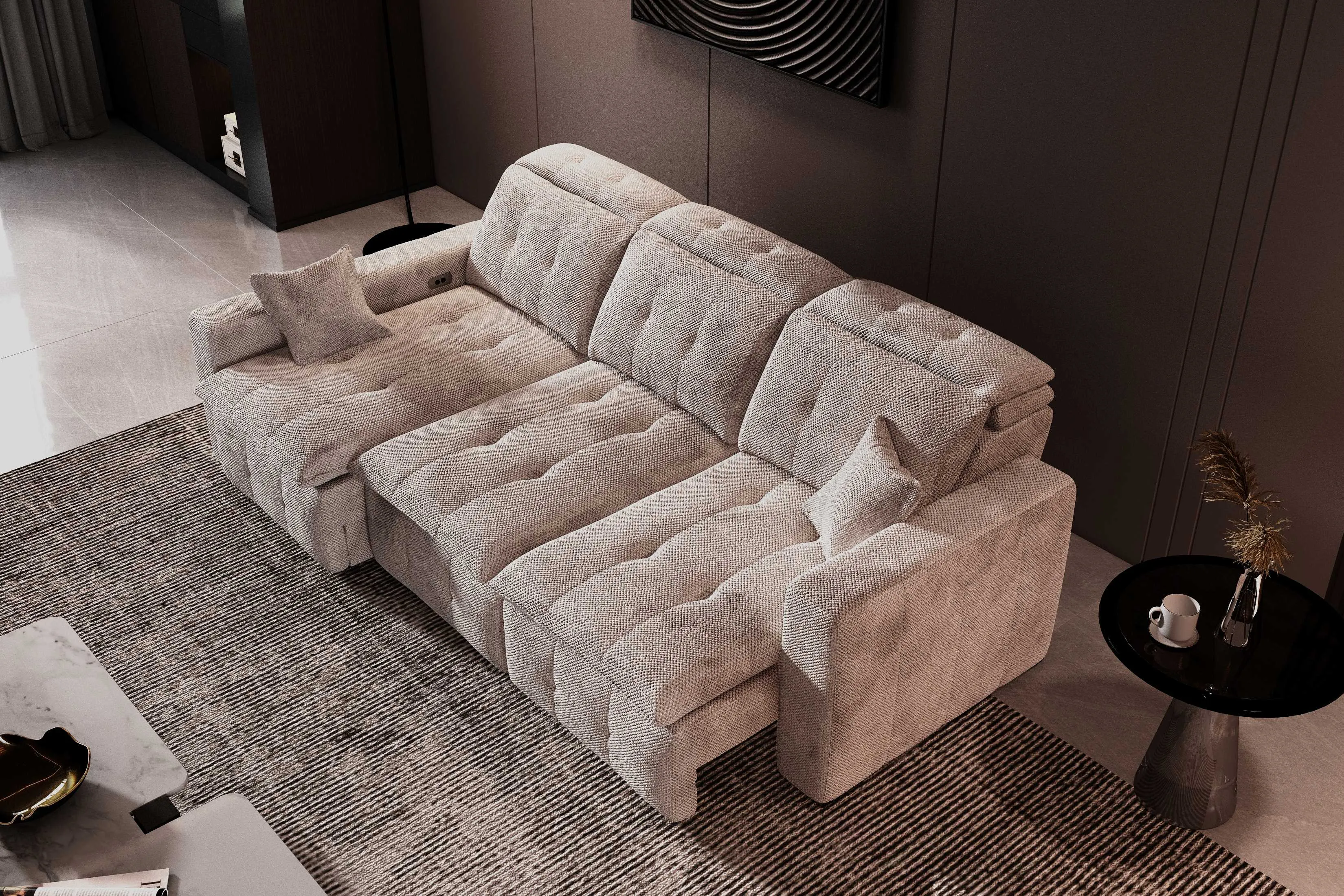 Aldo Sliding Seat Sectional Sofa with Storage