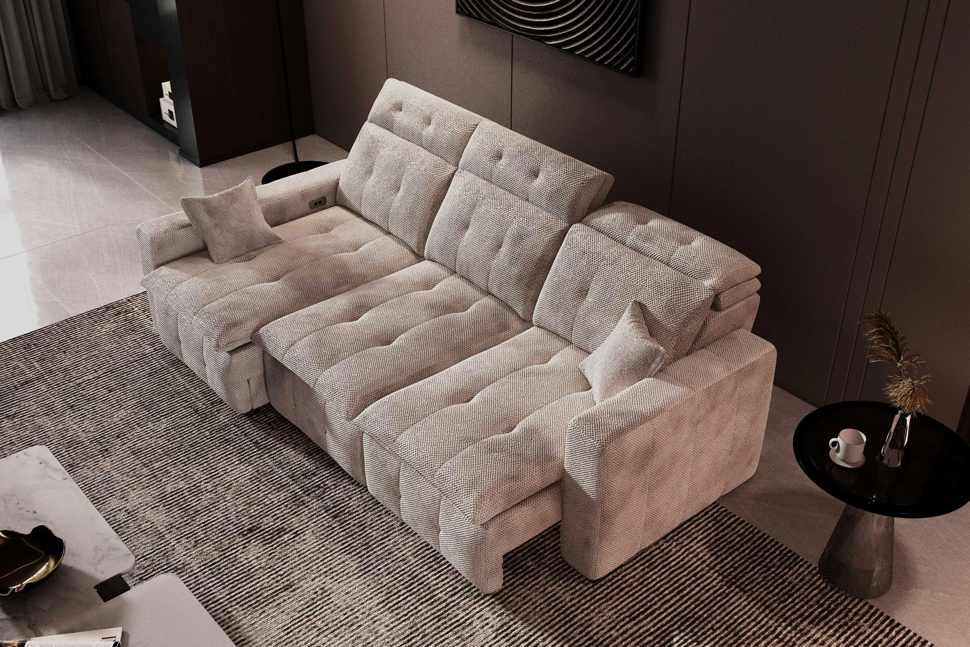 Aldo Sliding Seat Sectional Sofa with Storage