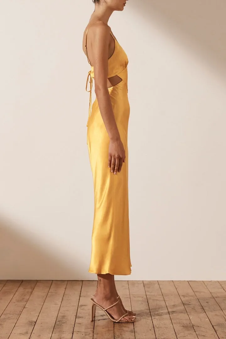 Alma Backless Midi Dress Saffron