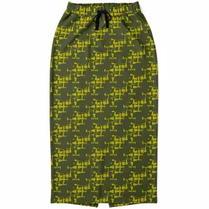 ARMY Green Athletic Long Pocket Skirt-Allover 3 Crusader Print