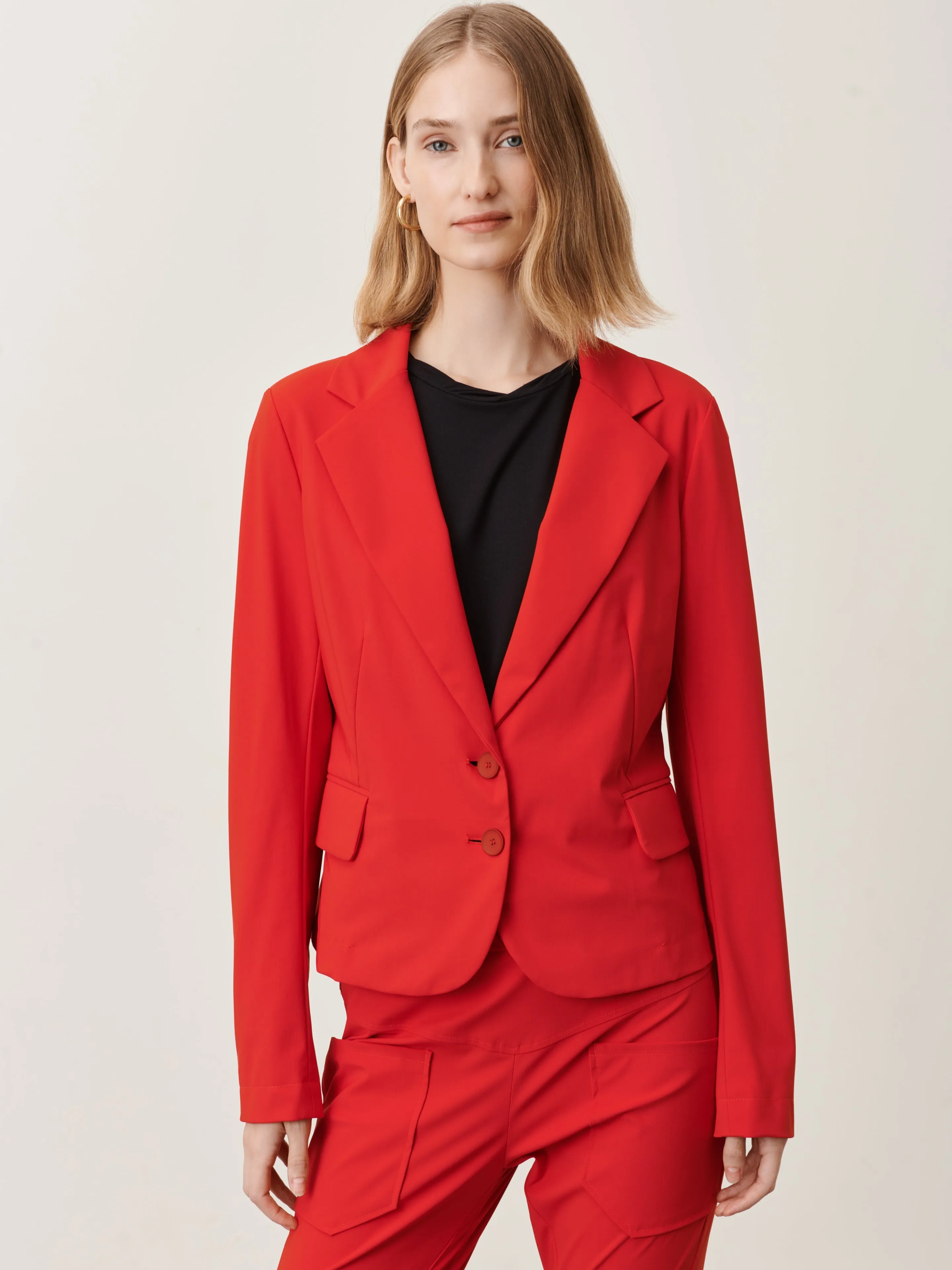 Atina Blazer Technical Jersey | Red