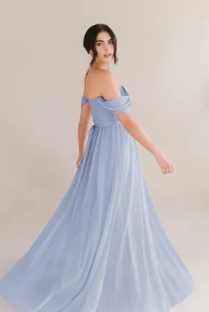 Bardot Bridesmaid Dress In Bluebird Tulle