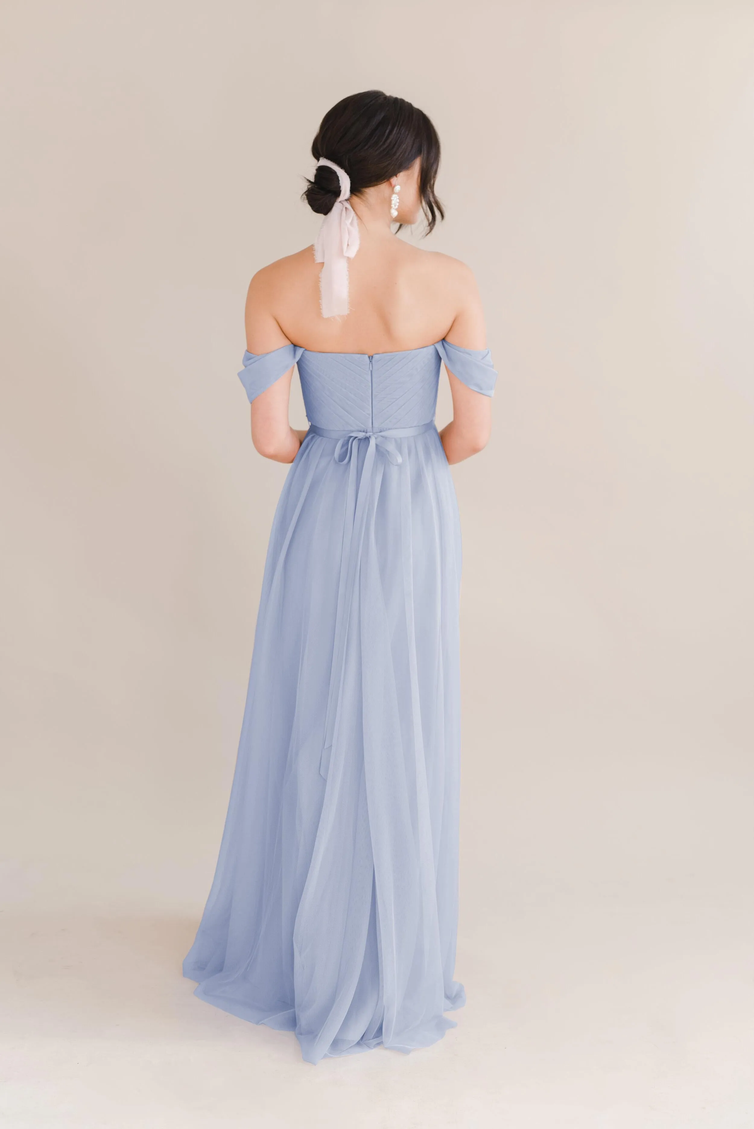 Bardot Bridesmaid Dress In Bluebird Tulle