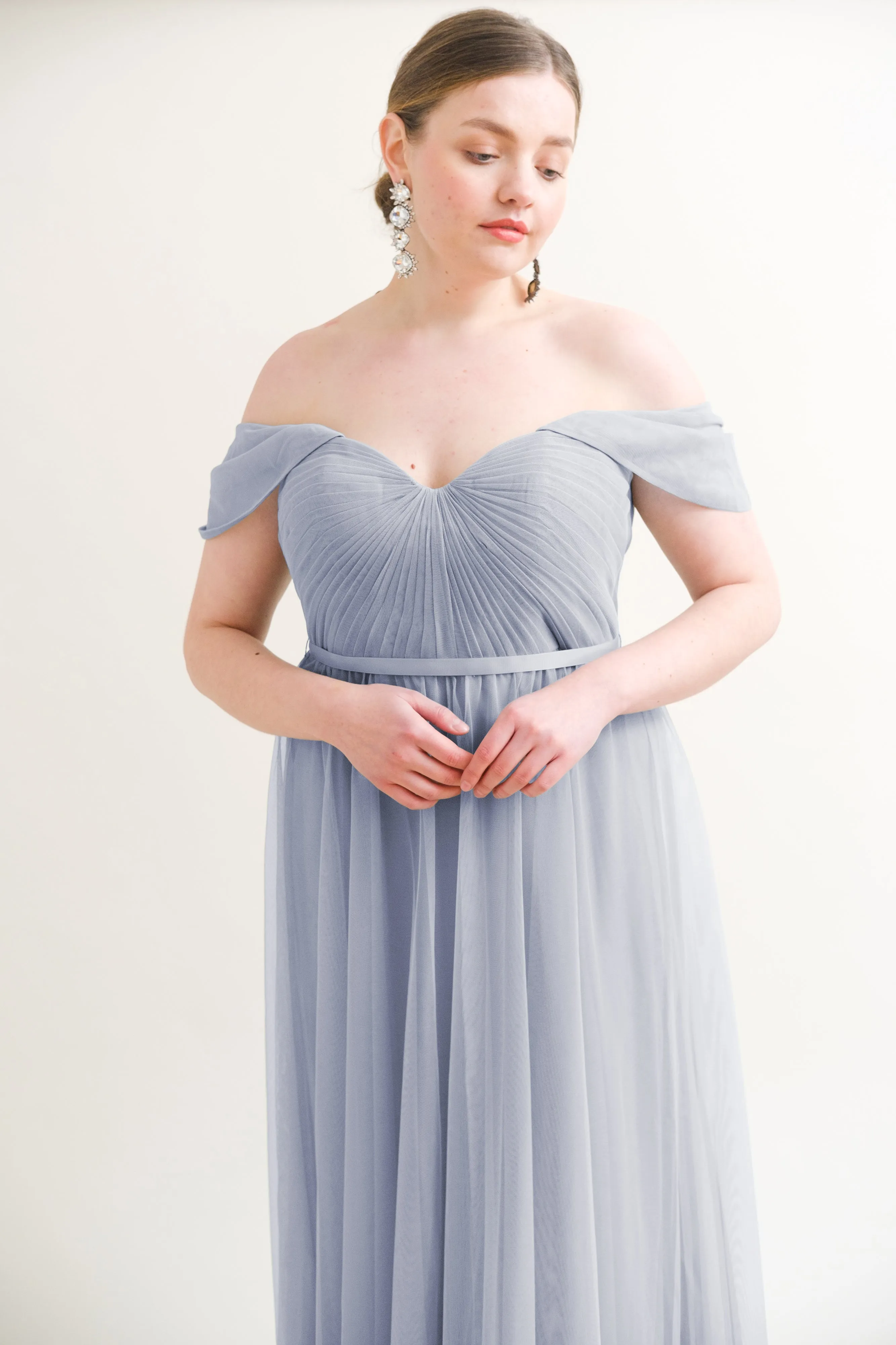 Bardot Bridesmaid Dress In Bluebird Tulle