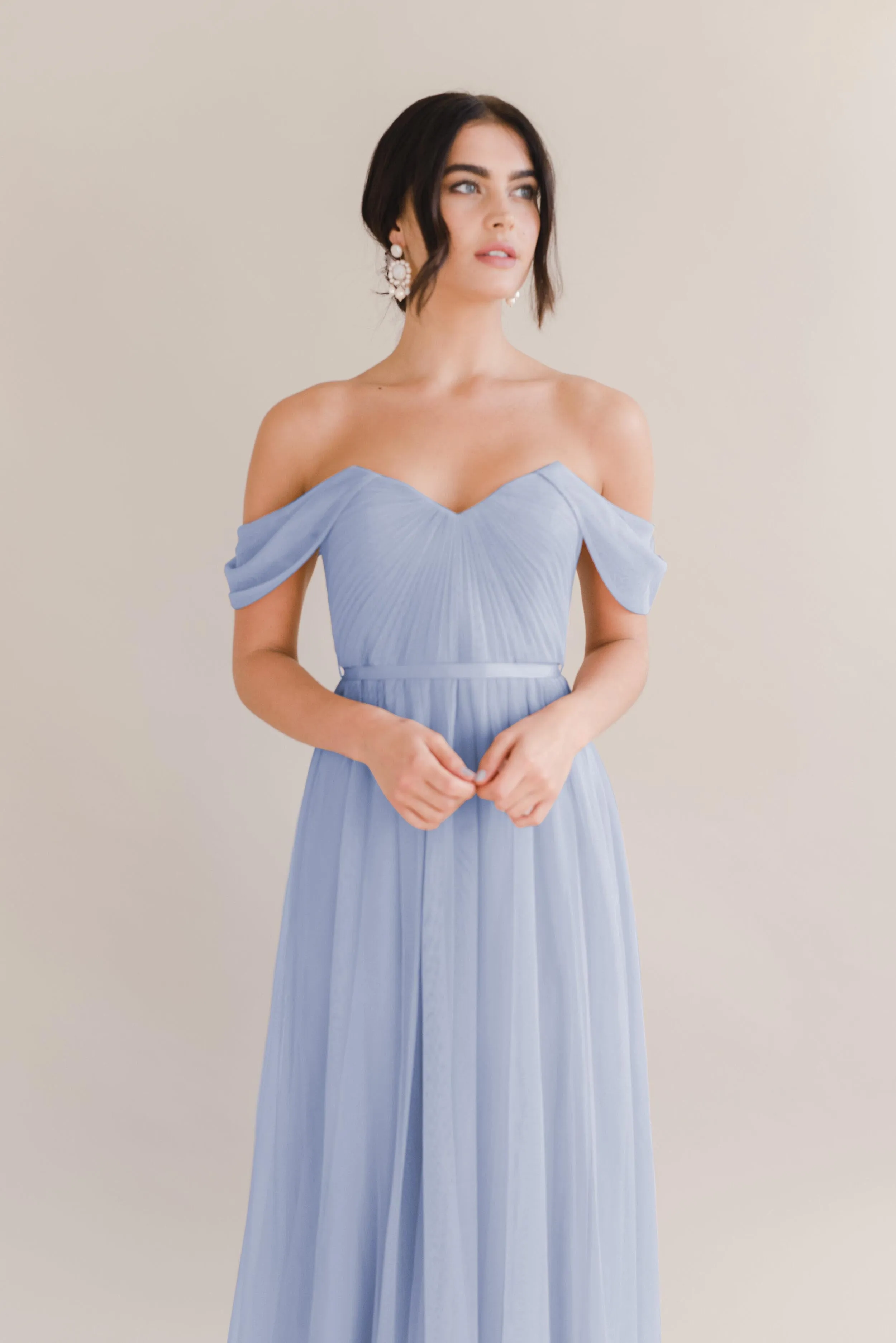 Bardot Bridesmaid Dress In Bluebird Tulle