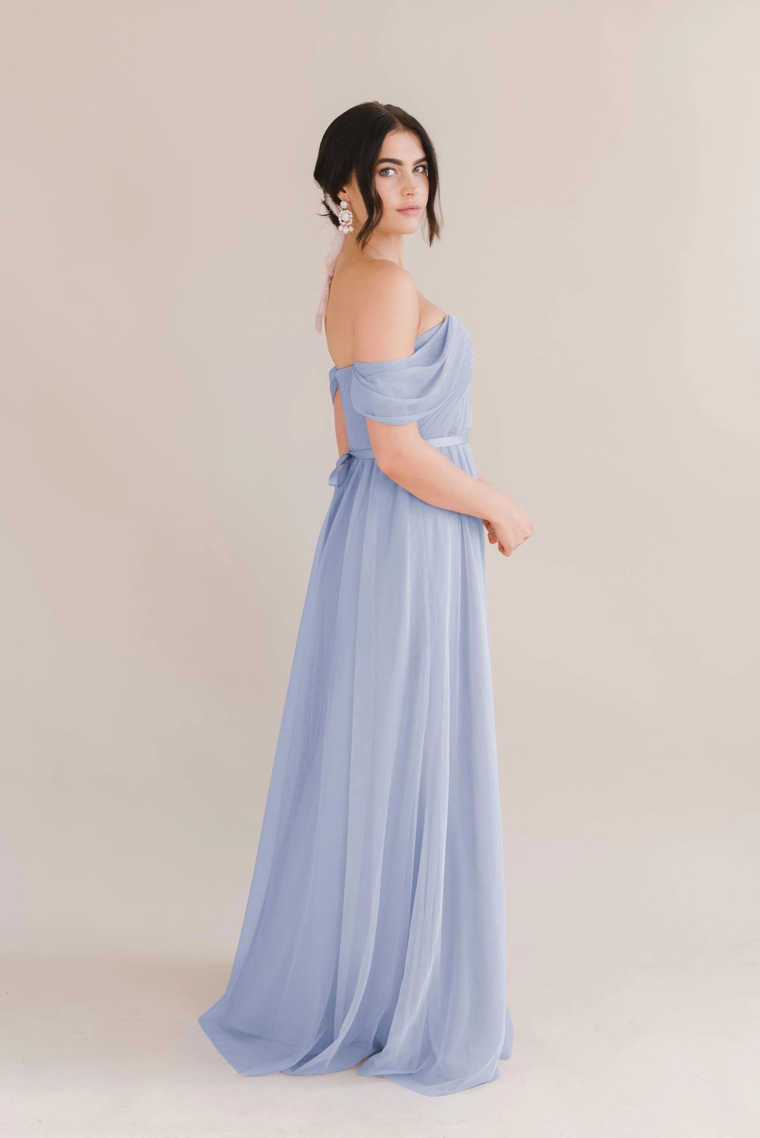 Bardot Bridesmaid Dress In Bluebird Tulle