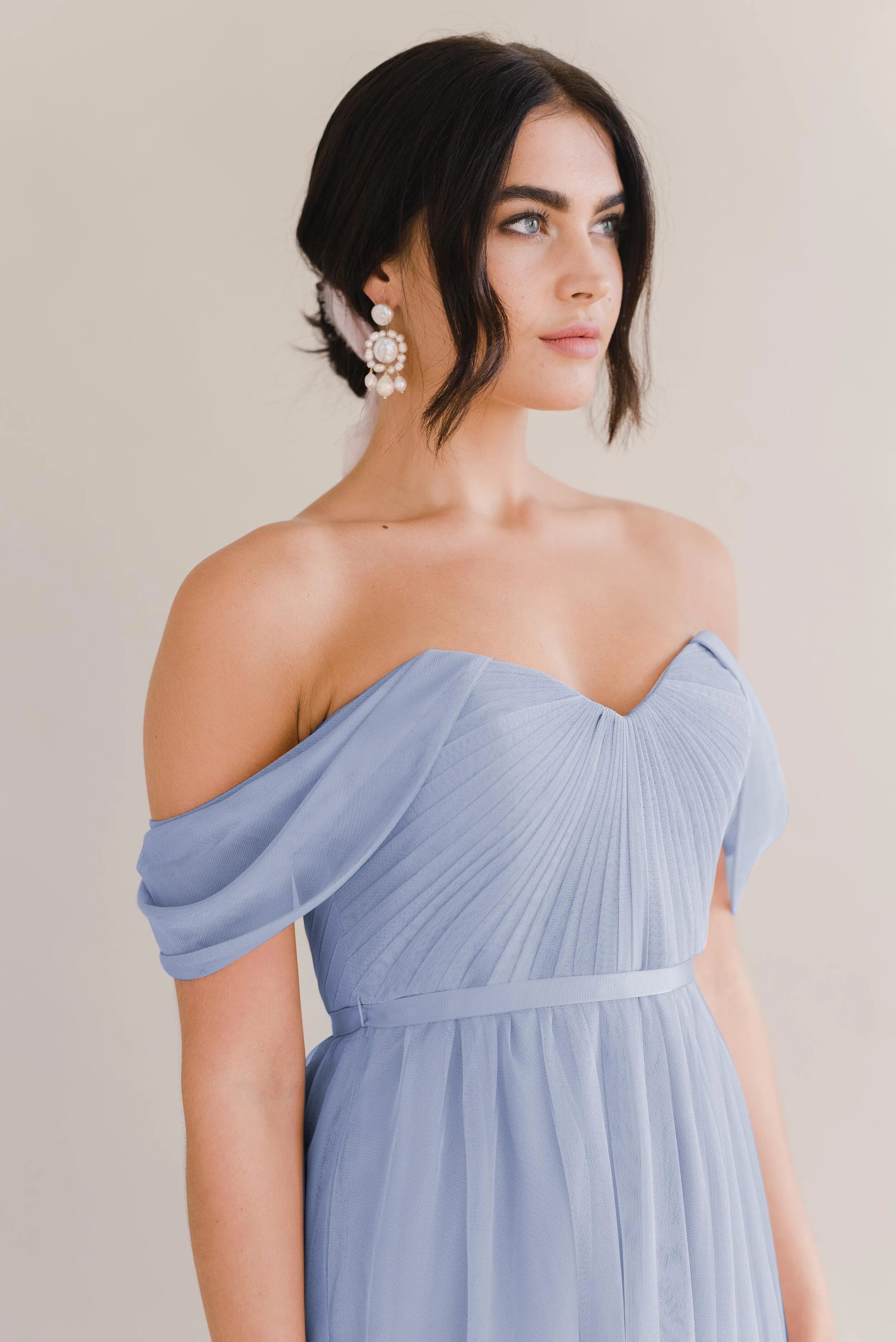 Bardot Bridesmaid Dress In Bluebird Tulle