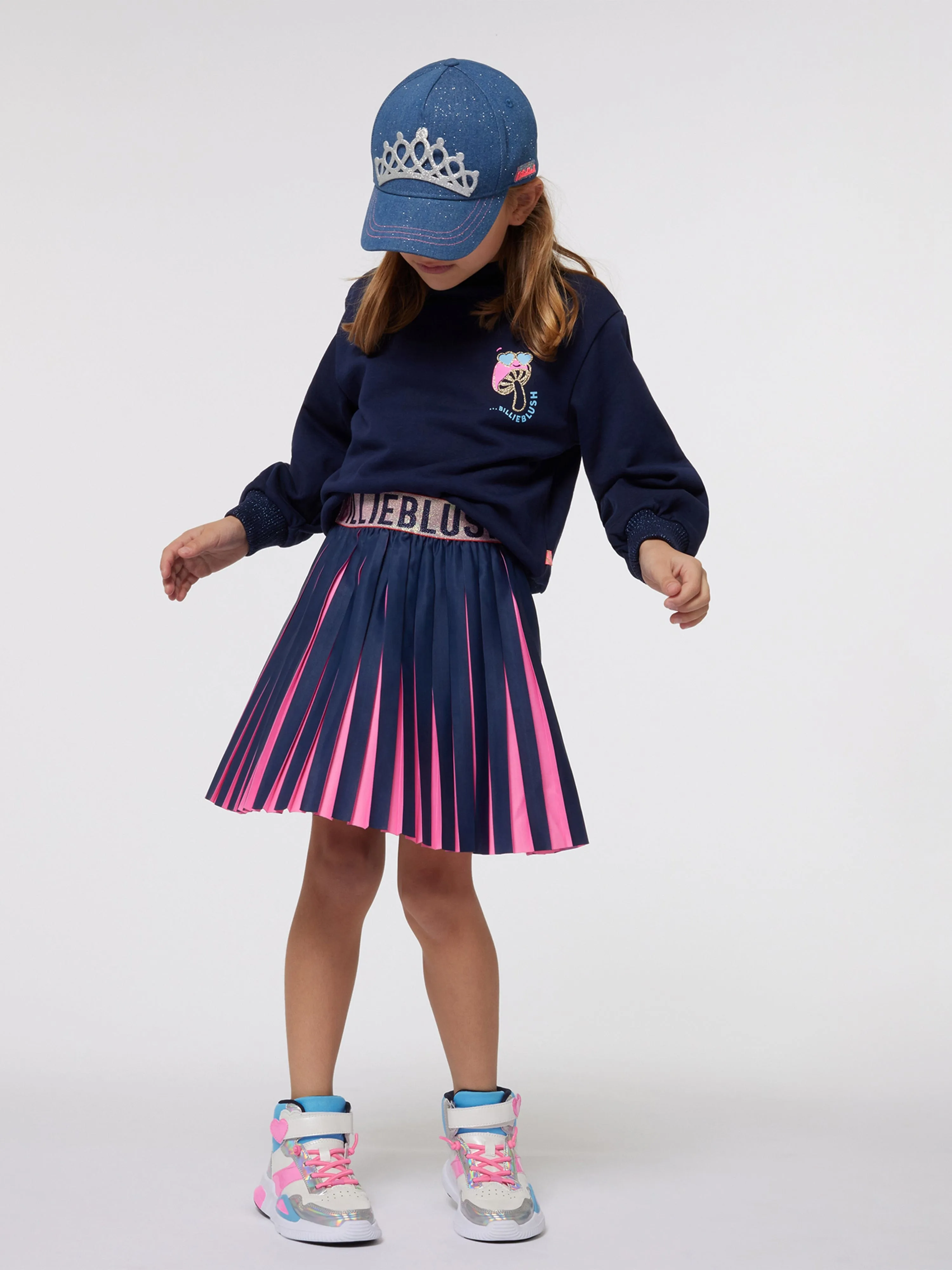 Billieblush Girls Pleated Skirt in Navy