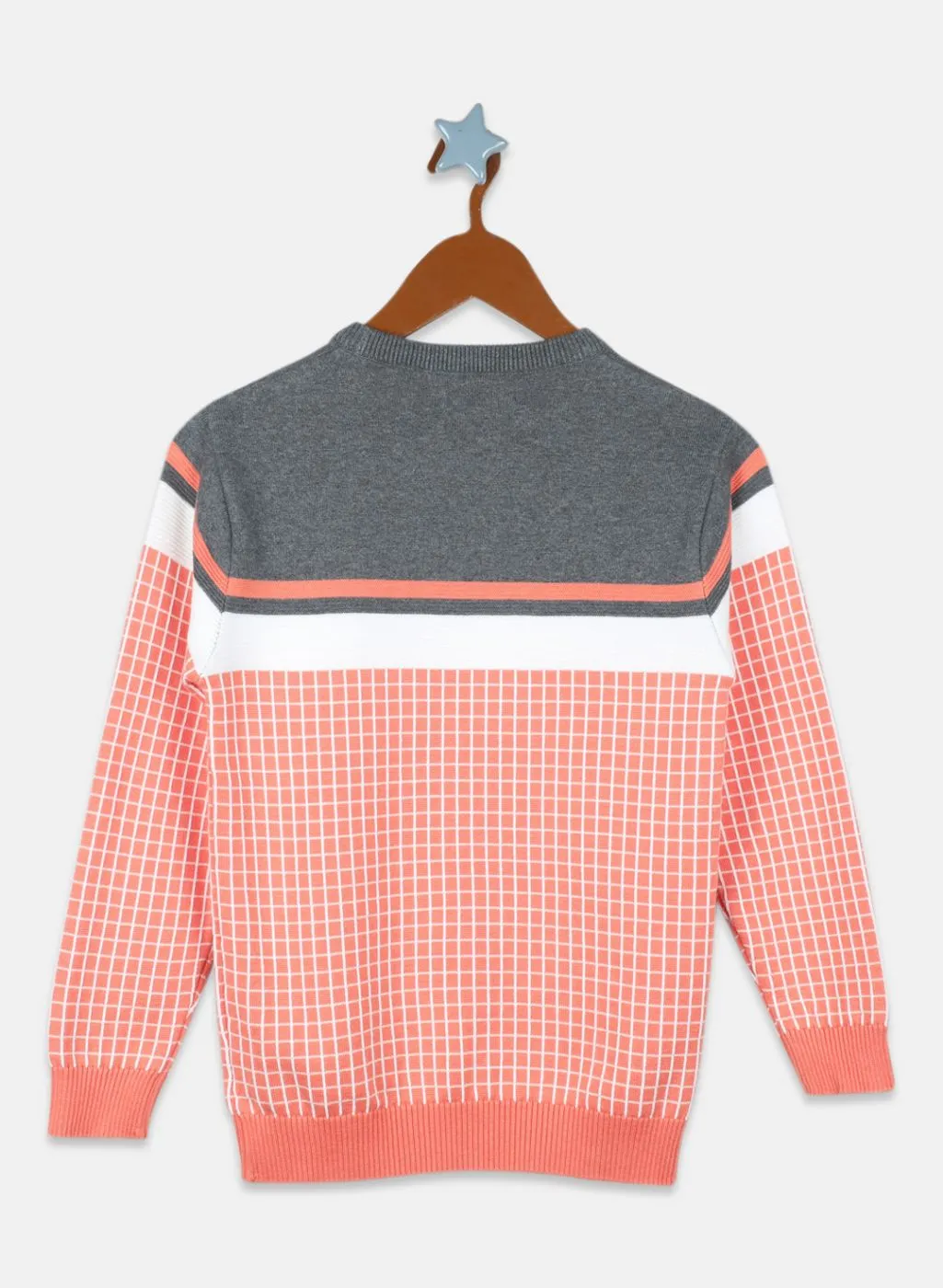 Boys Orange Check Pullover