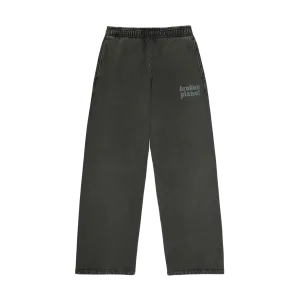 Broken Planet Basics Wide Leg Sweatpants - Washed Soot Black