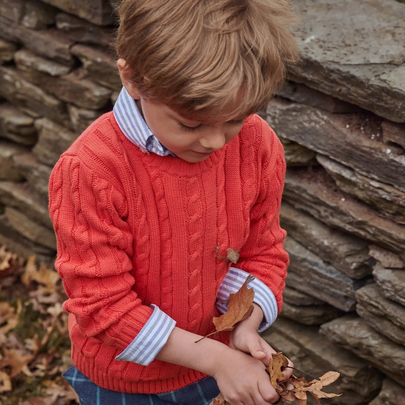 Cableknit Pullover -- Orange