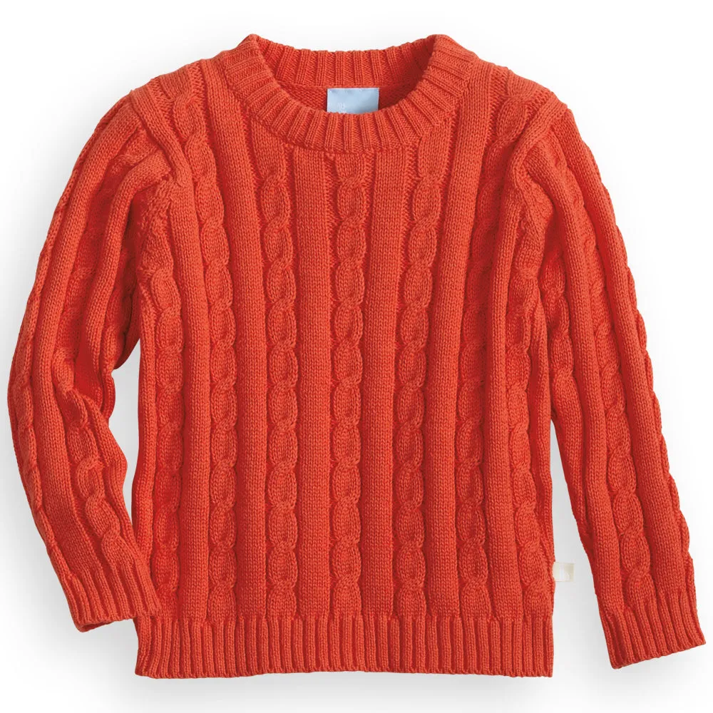 Cableknit Pullover -- Orange