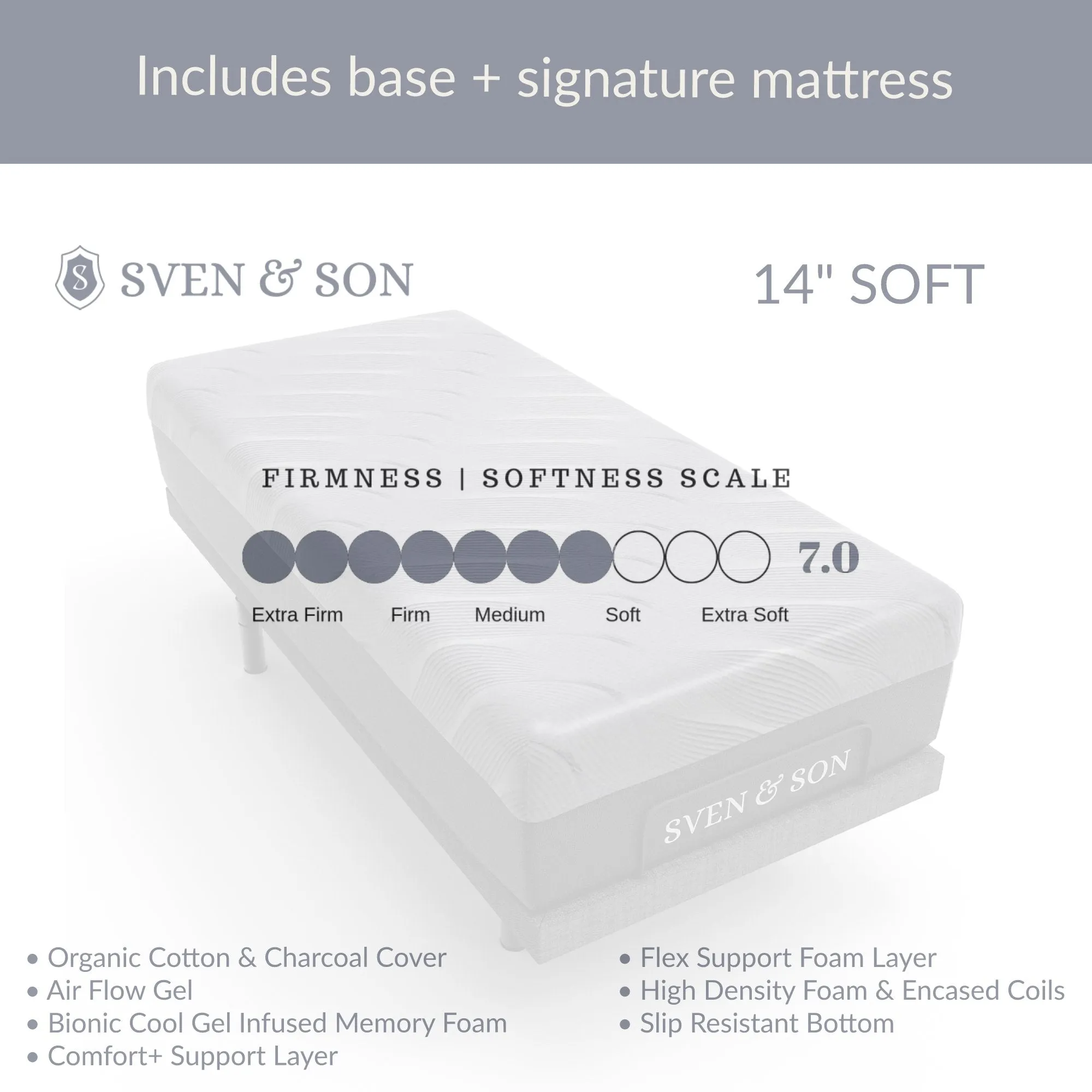 ClassicPlus  Series Adjustable Bed Base   Choice of Mattress Bundle