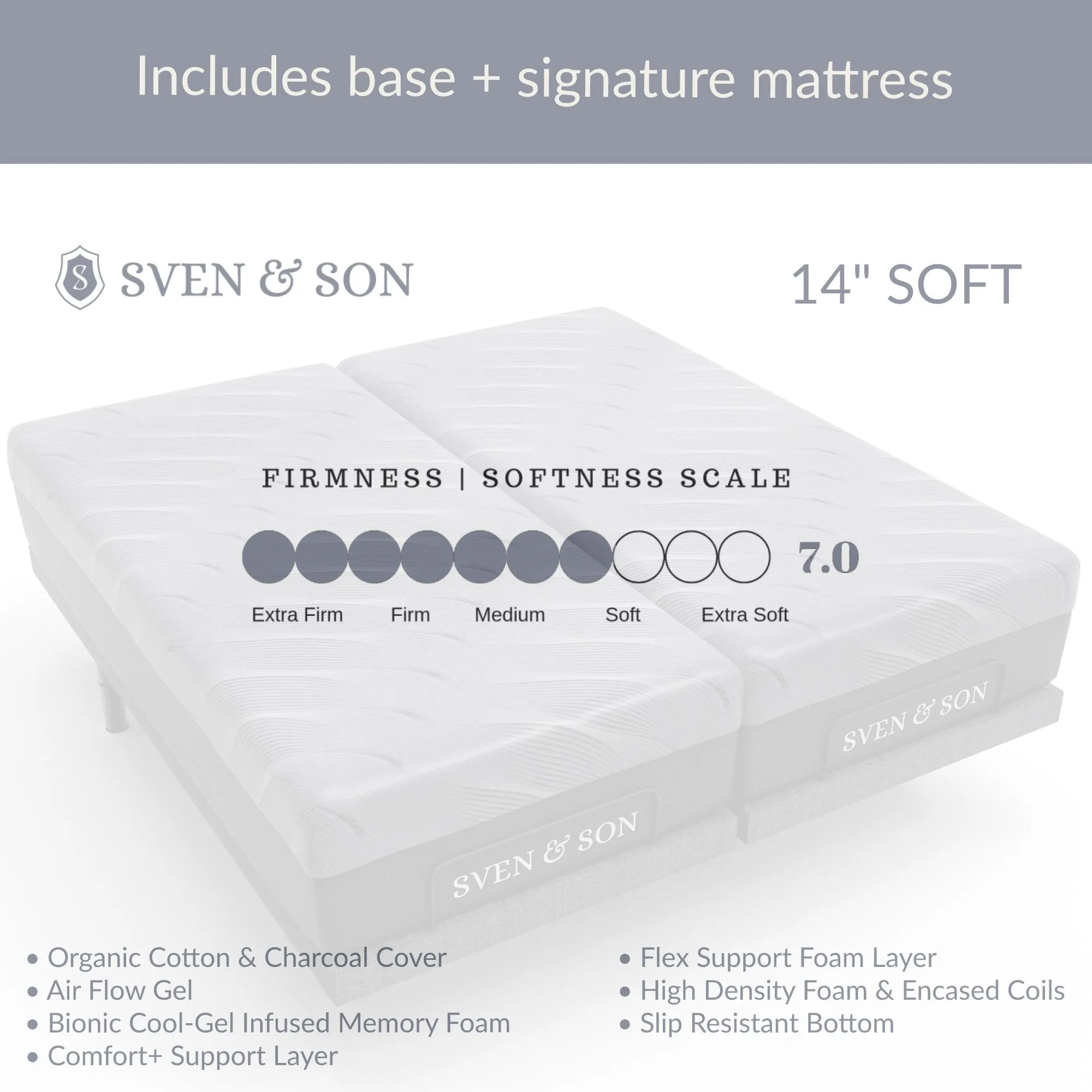 ClassicPlus  Series Adjustable Bed Base   Choice of Mattress Bundle