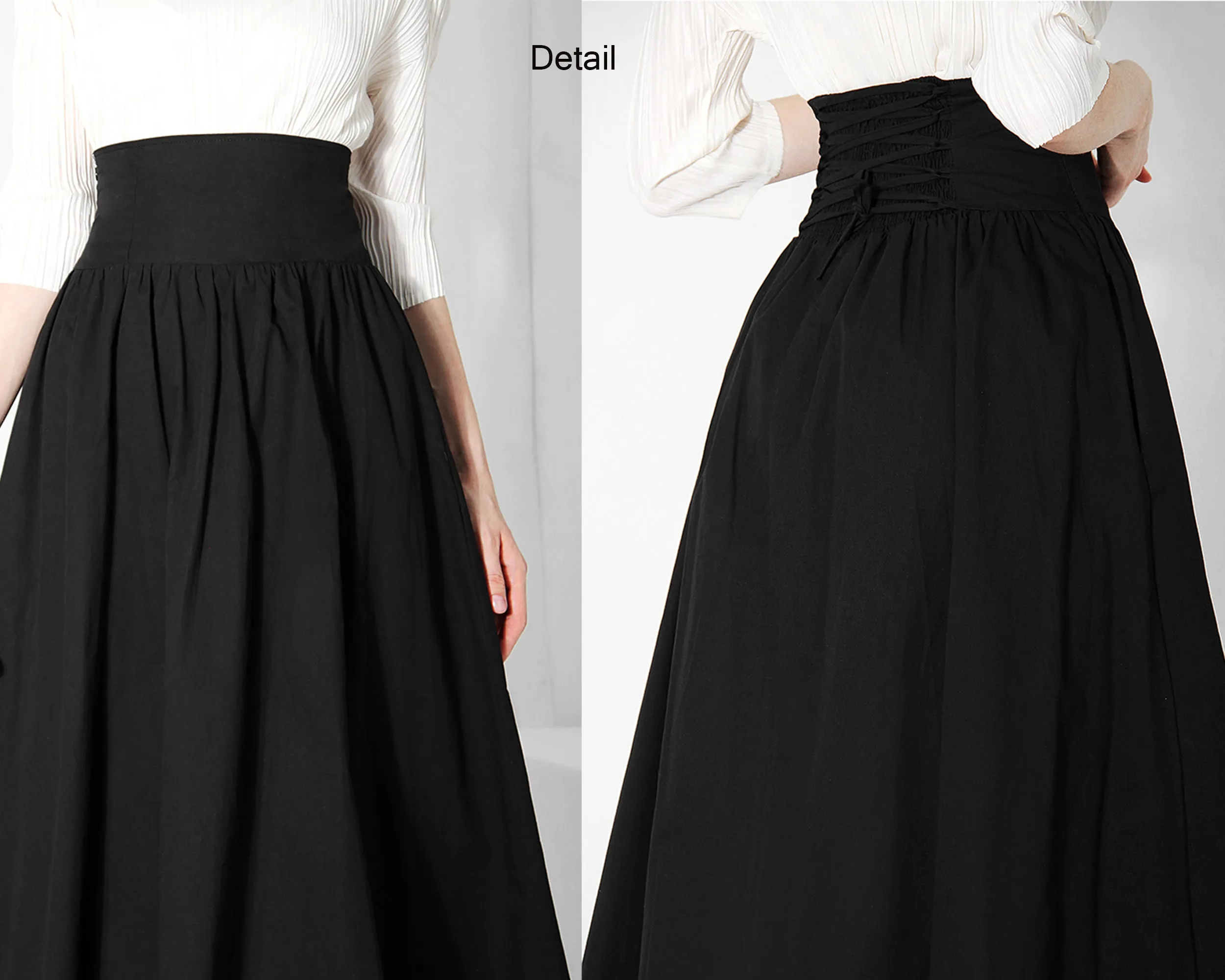 Cotton skirt women/A-line skirt/Women Midi skirt/summer skirt/elastic waist skirt/long skirt/skirt with pockets L0066