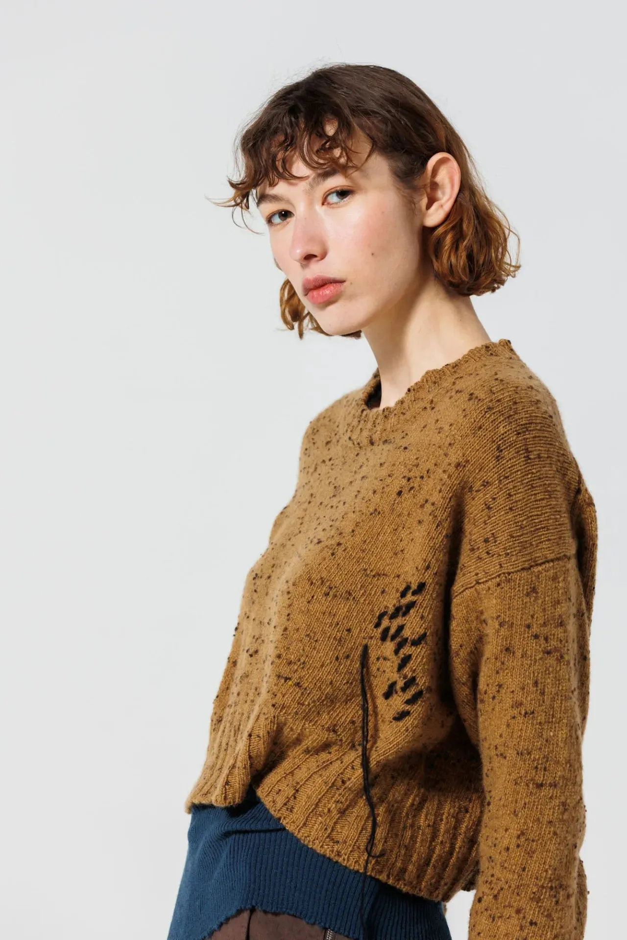 Cropped Boxy Sweater - Sahara