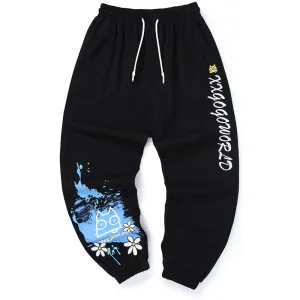 Daisy Graffiti Print Basic Jogger Sweatpants