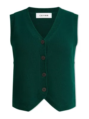 Dark green Wesley cashmere blend v neck waistcoat