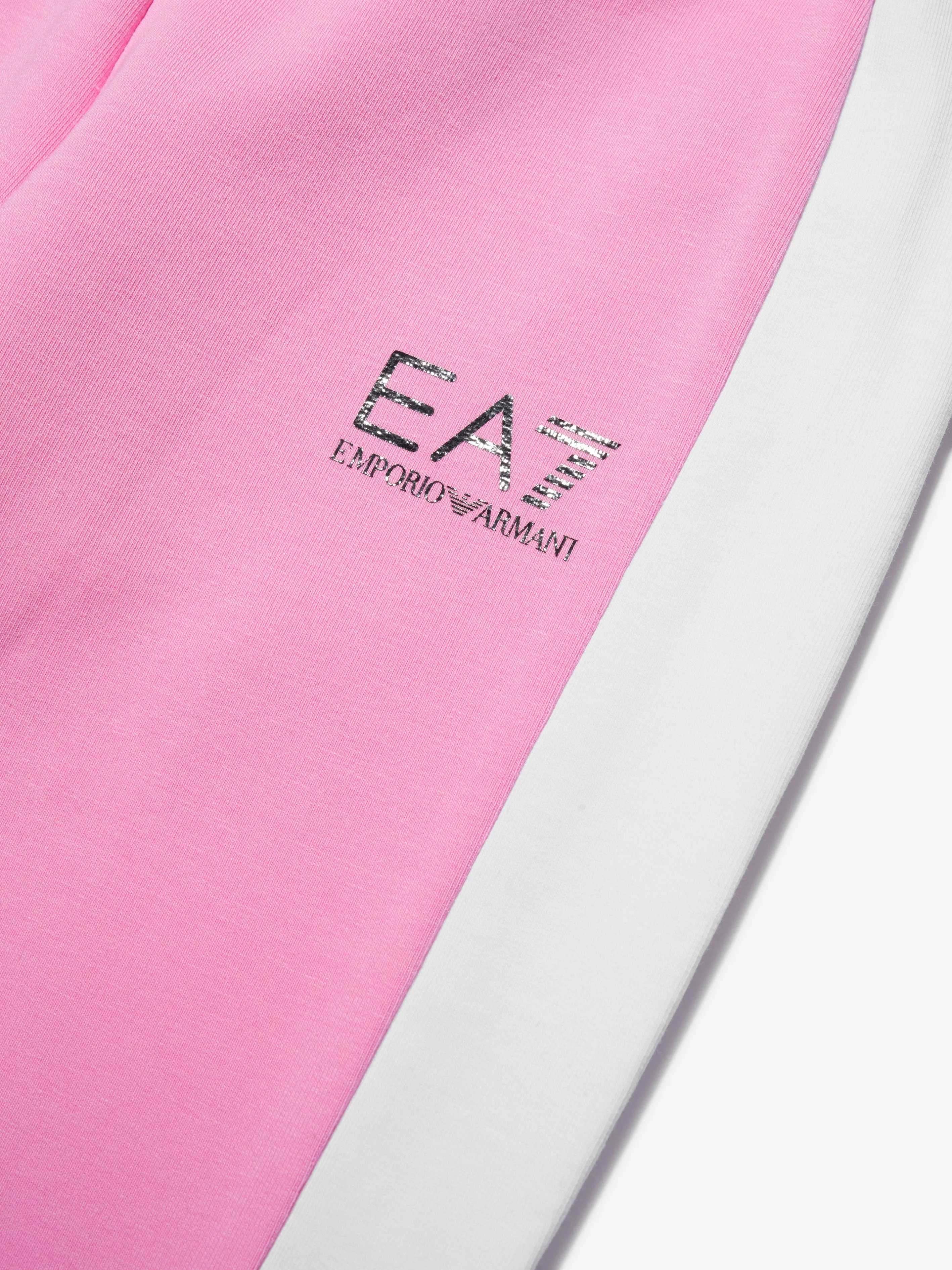 EA7 Emporio Armani Girls Logo Colourblock Joggers in Pink