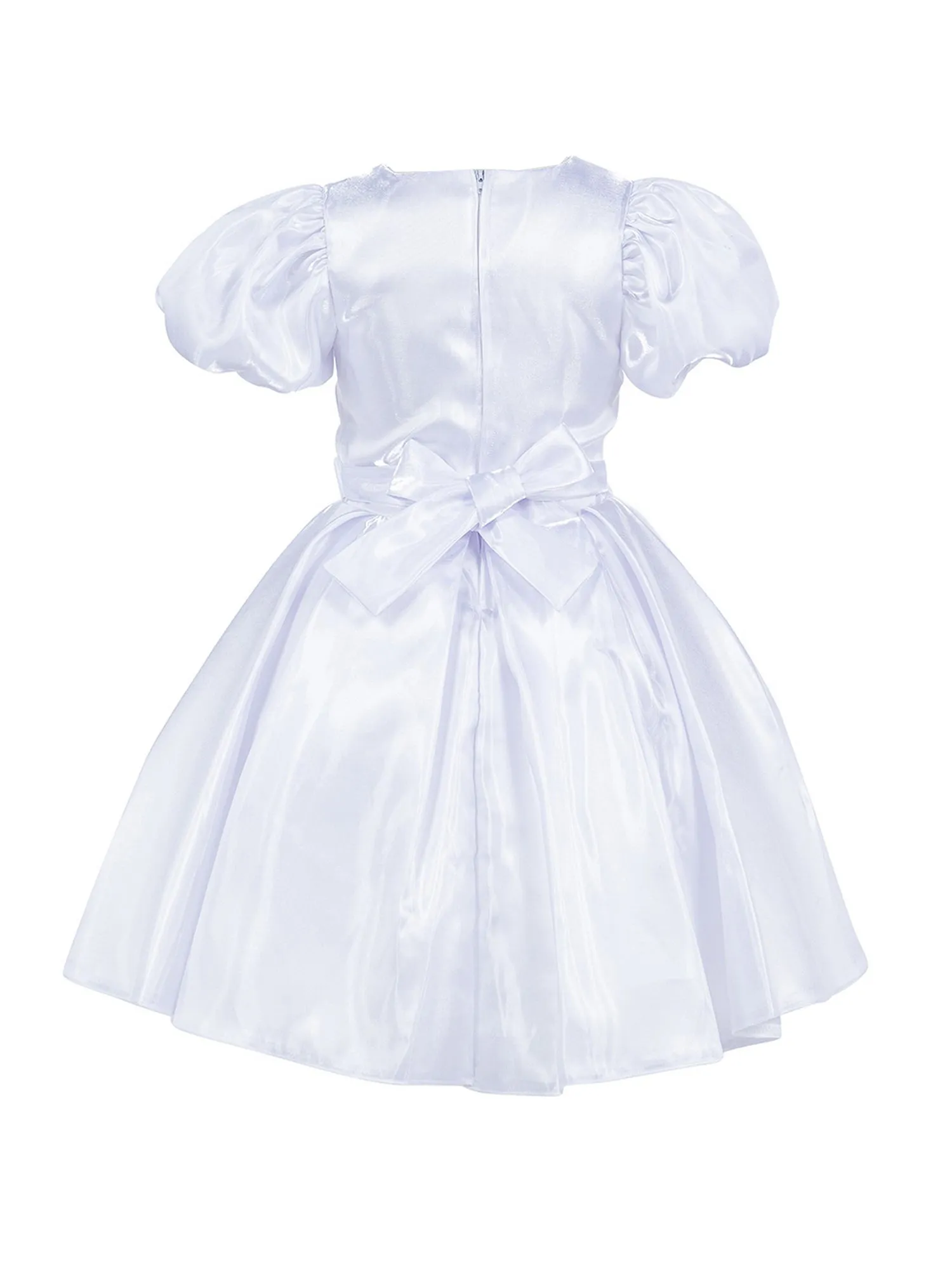 Girls Lala & Erina Multi Color Puff Sleeve Pleated Flower Girl Dress 2-12