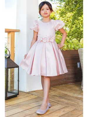 Girls Lala & Erina Multi Color Puff Sleeve Pleated Flower Girl Dress 2-12