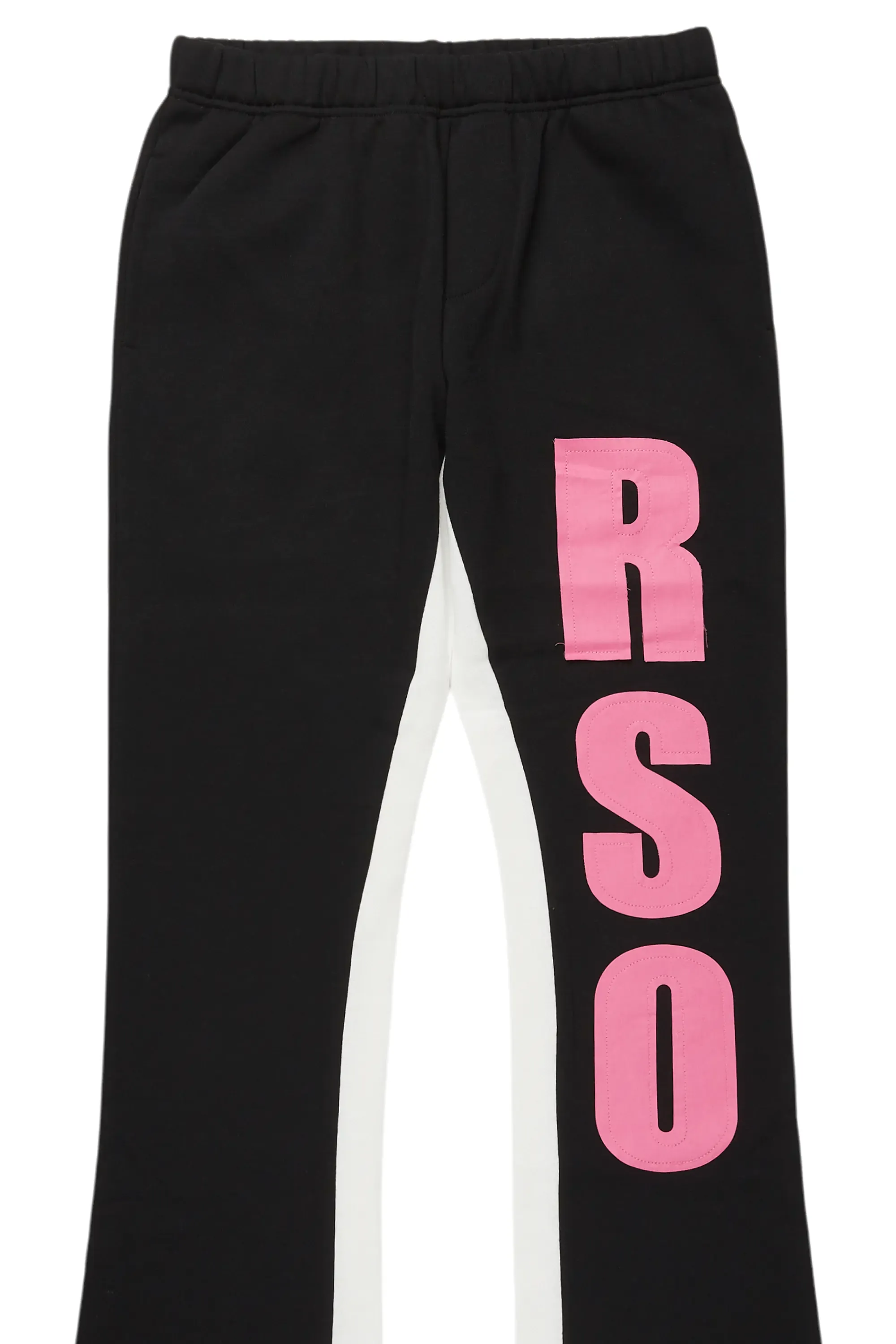 Girls Ukki Black Stacked Baggy Flare Pant