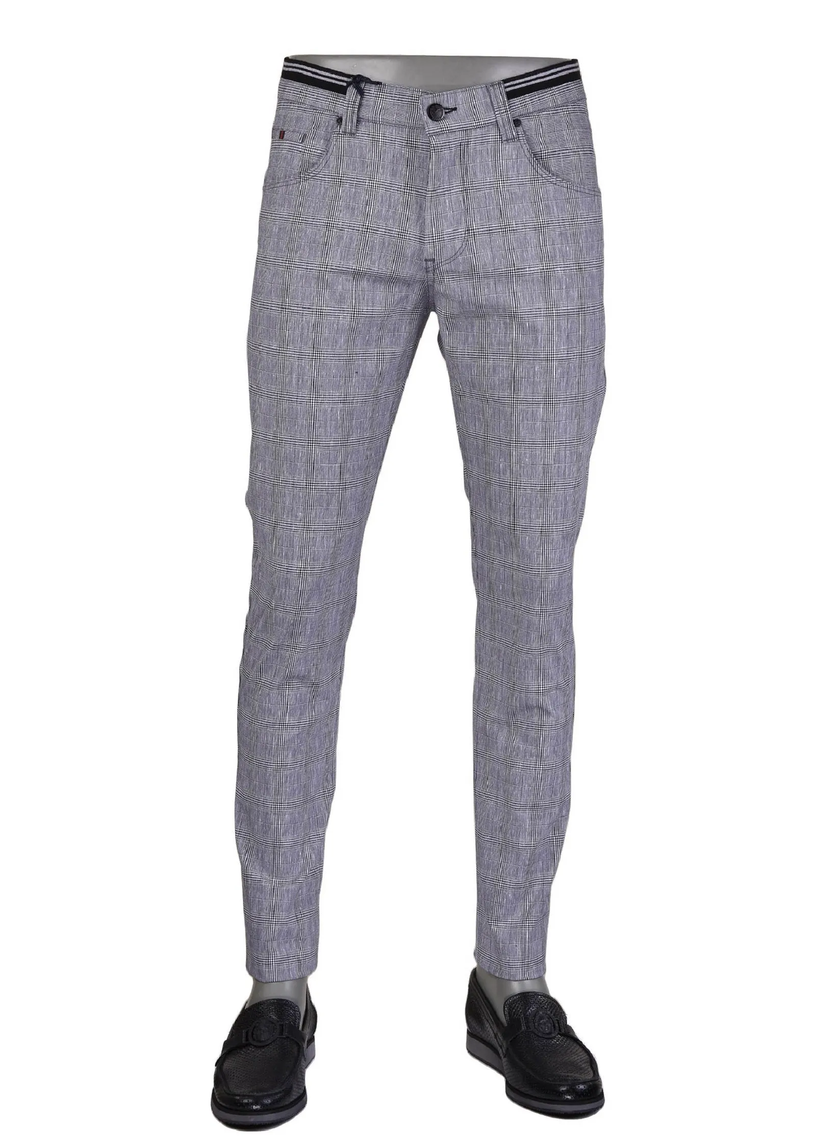 Gray Plaid Casual 2-Pieces Suit