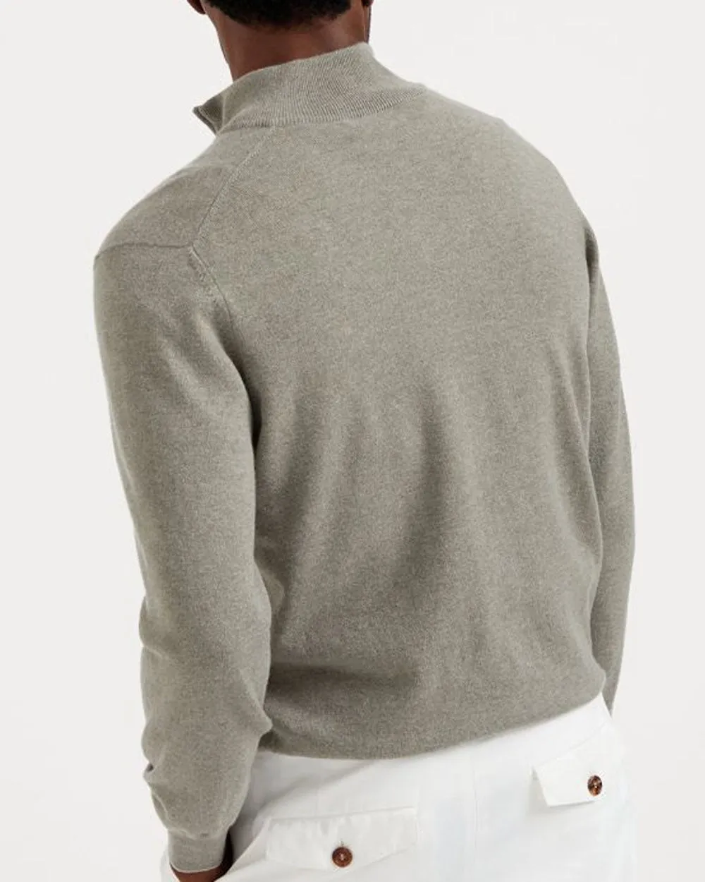 Green Cashmere Quarter-Zip Sweater