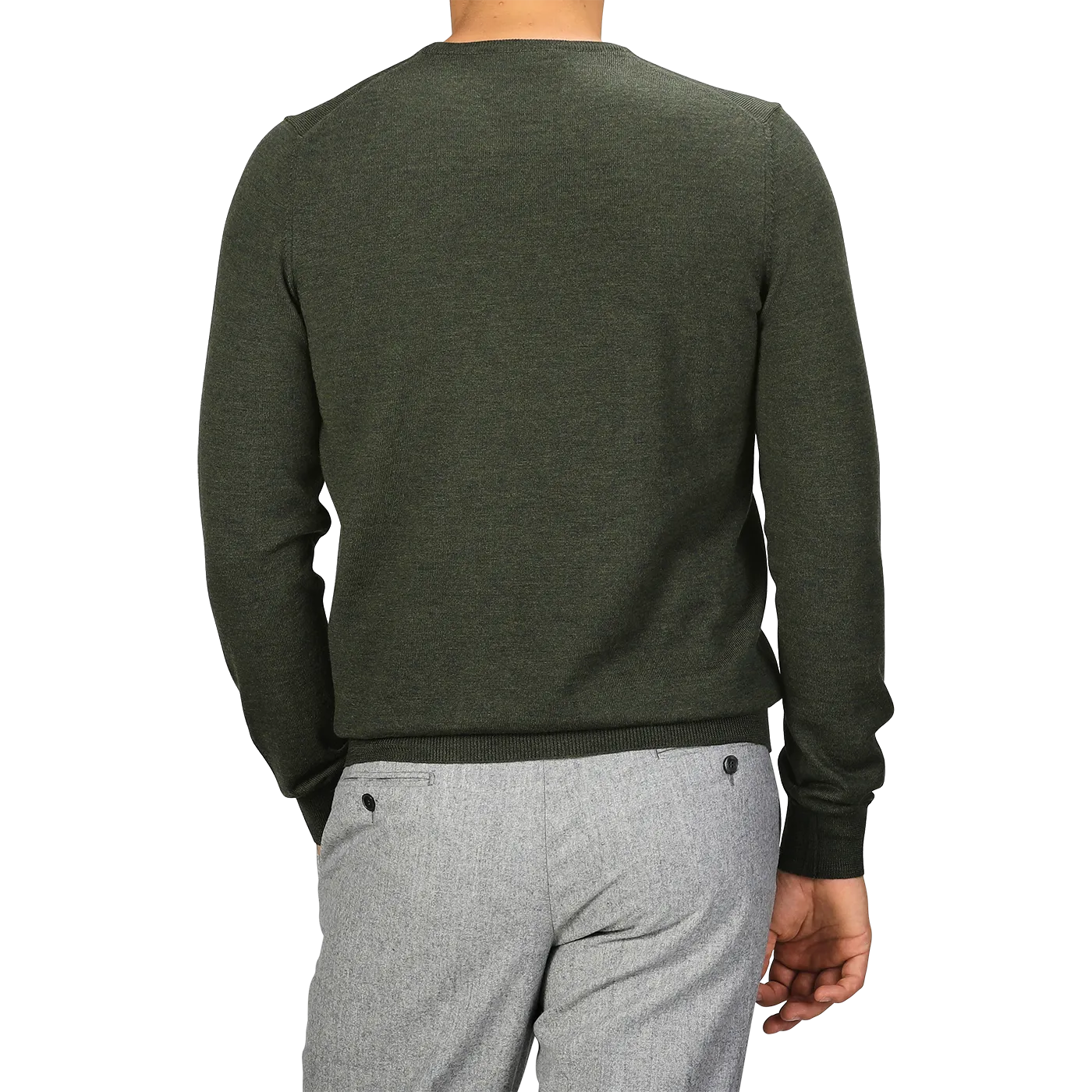 Green Melange Extra Fine Merino Crew Neck