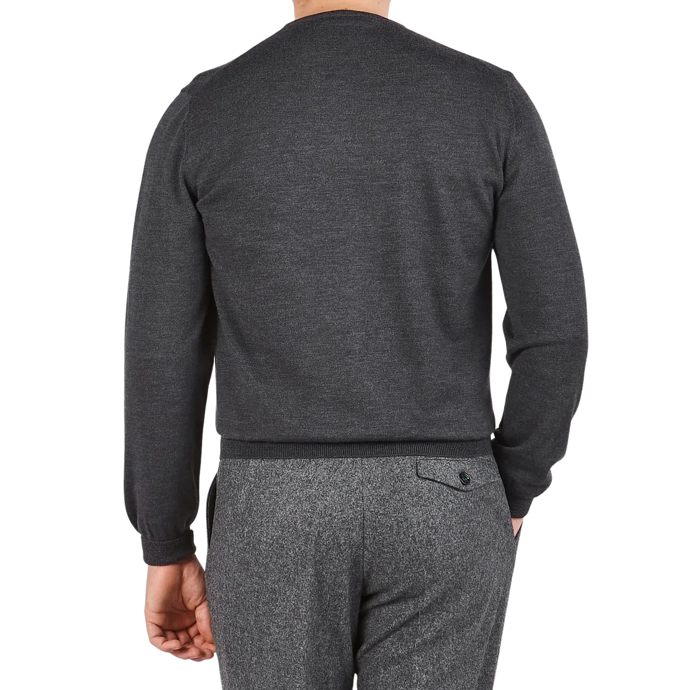 Grey Melange Extra Fine Merino Crew Neck