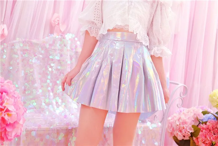 Holographic Pleated Skirt