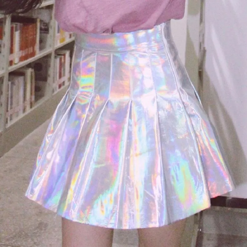 Holographic Pleated Skirt