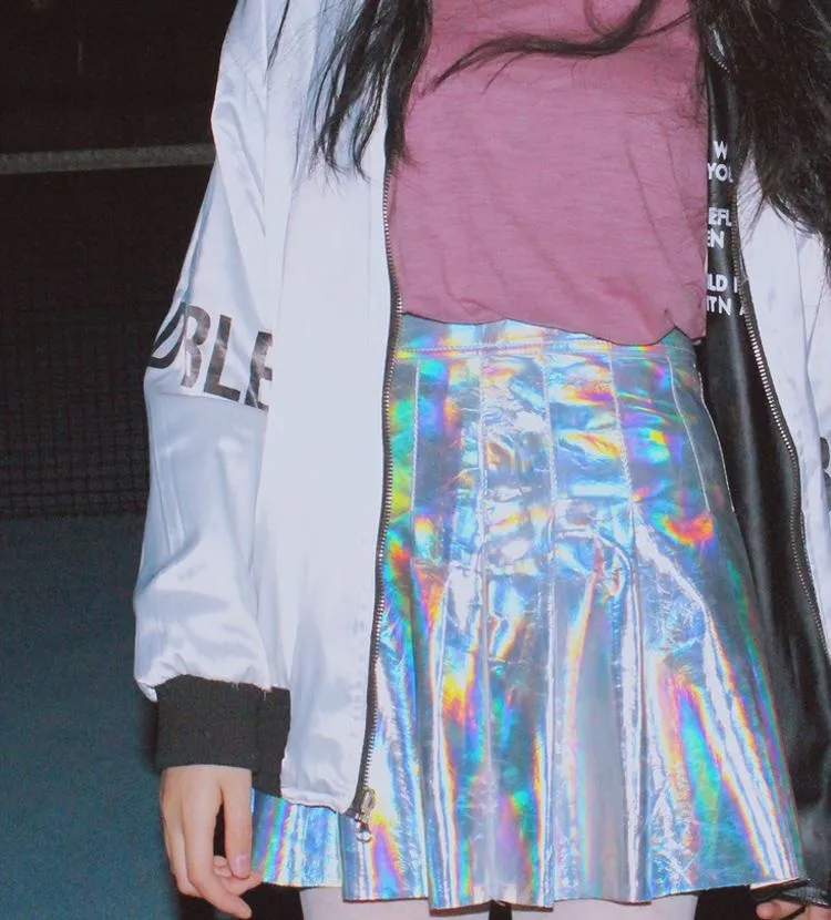 Holographic Pleated Skirt