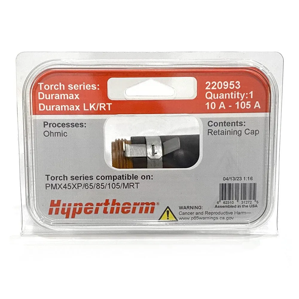 HYPERTHERM 220953 Ohmic Retaining Cap 10-105 AMP