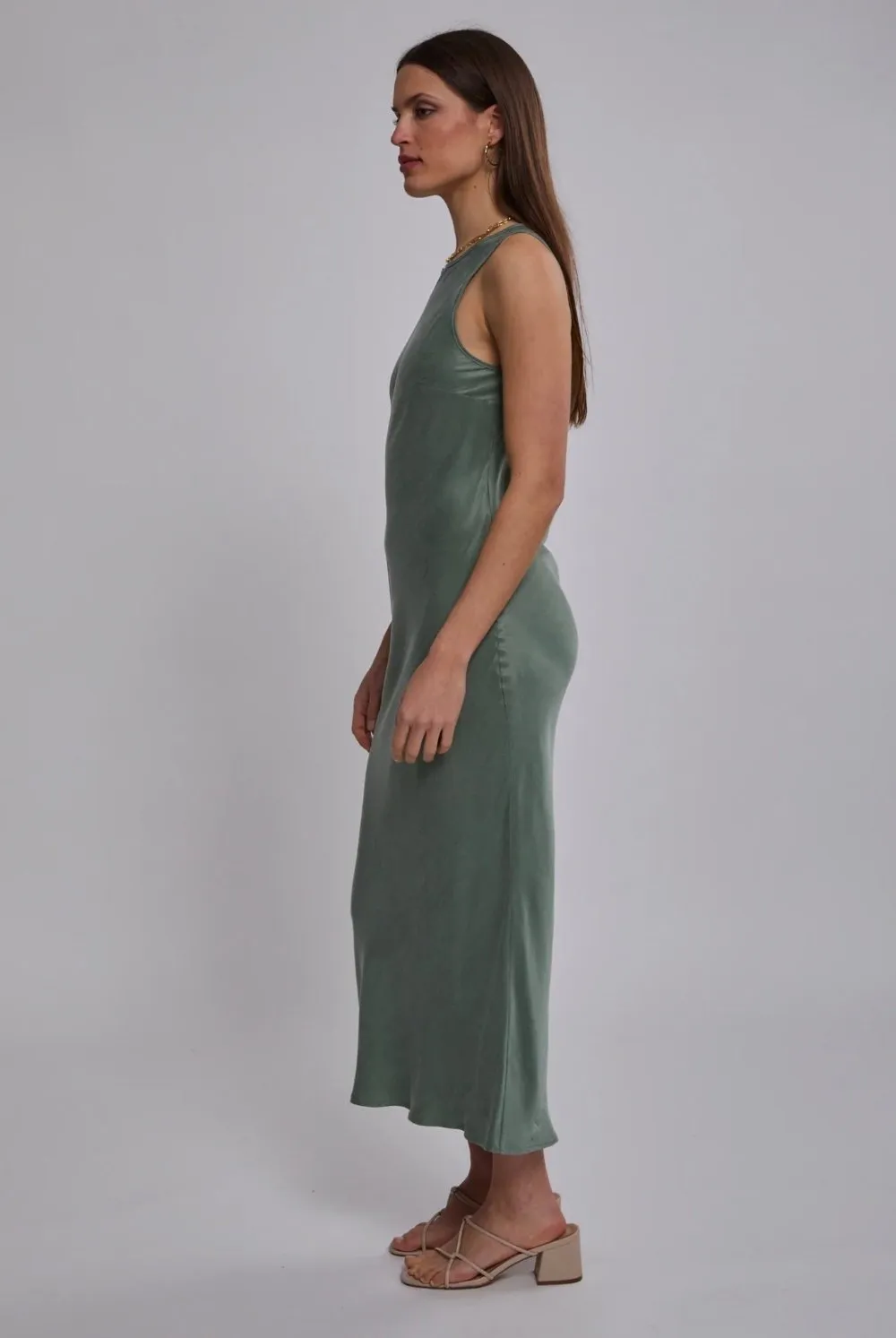 Indigo Slip Dress Green Smoke