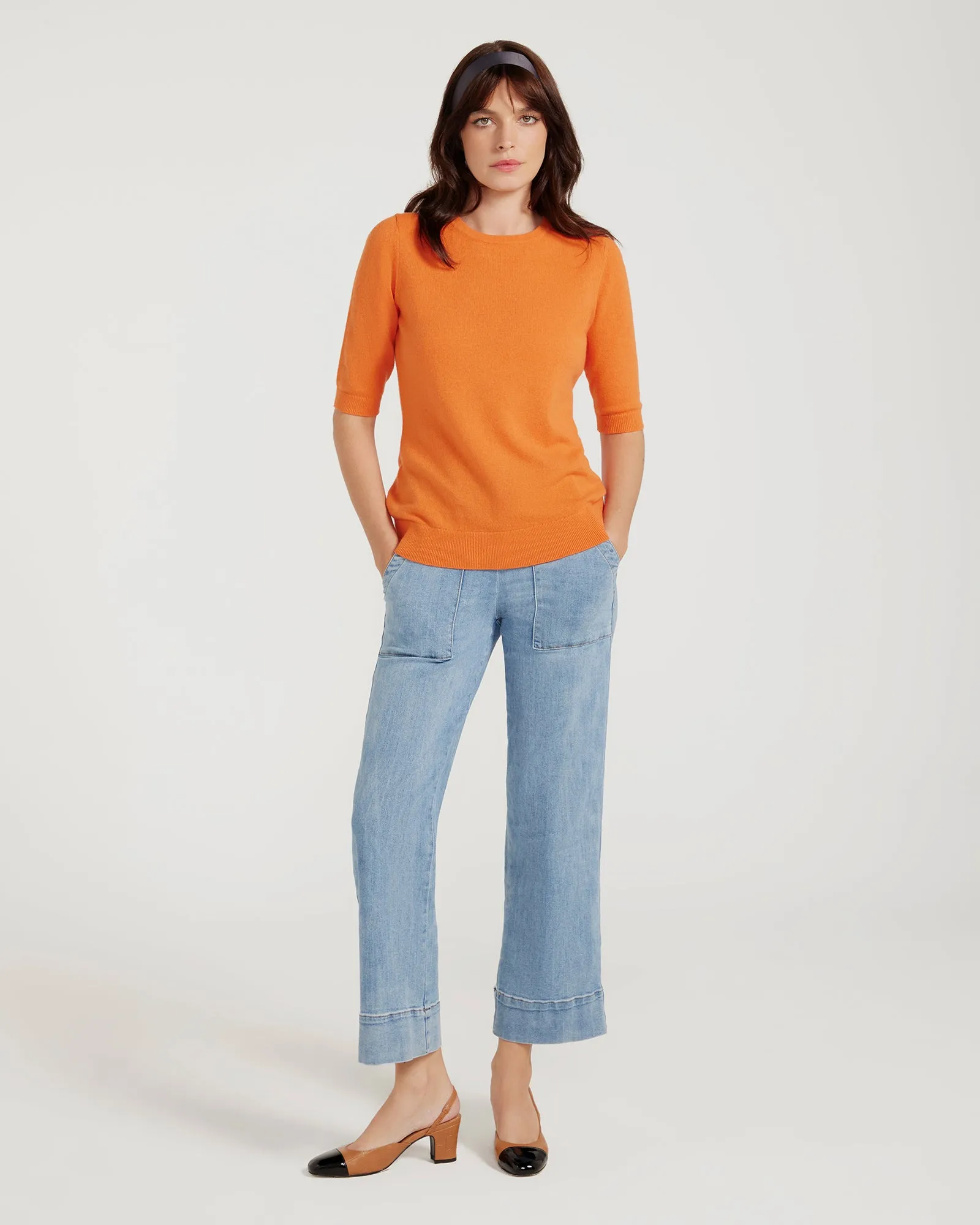 Margaux Knit Top In Cashmere & Wool - ORANGE