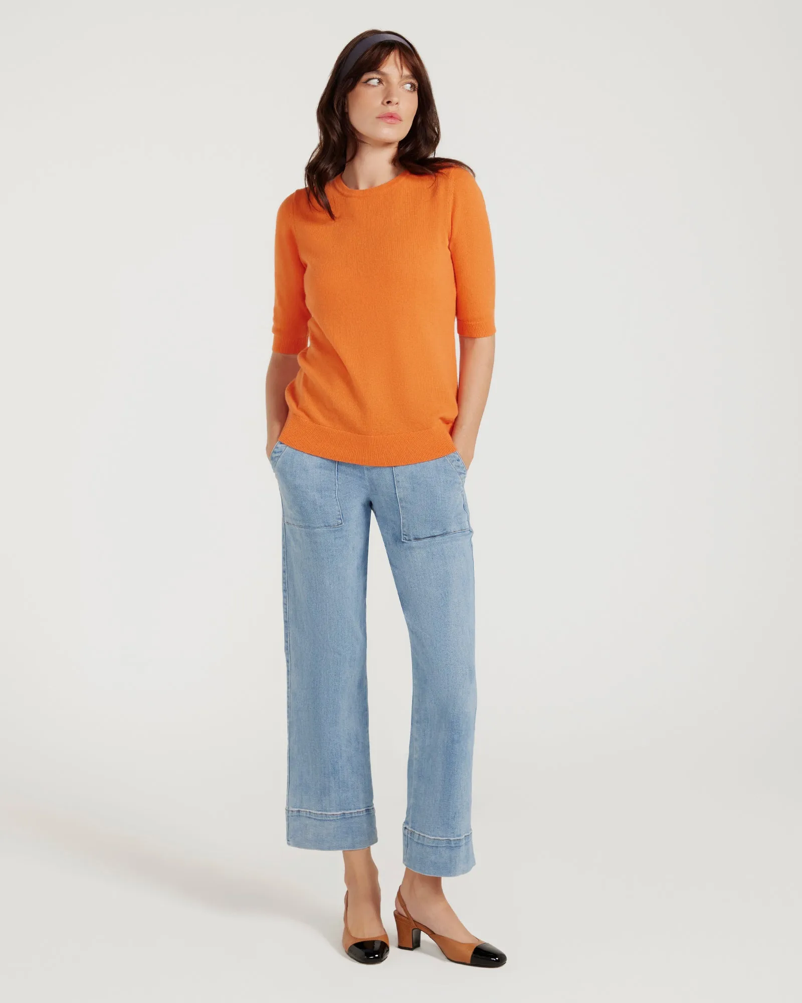 Margaux Knit Top In Cashmere & Wool - ORANGE