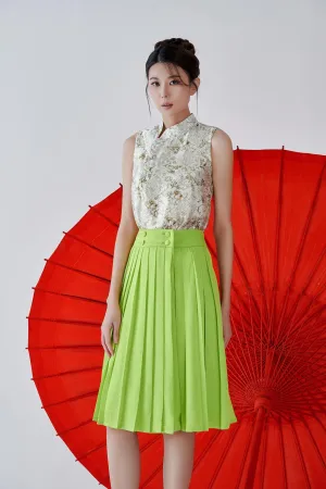 Mei Satin Pleated Skirt