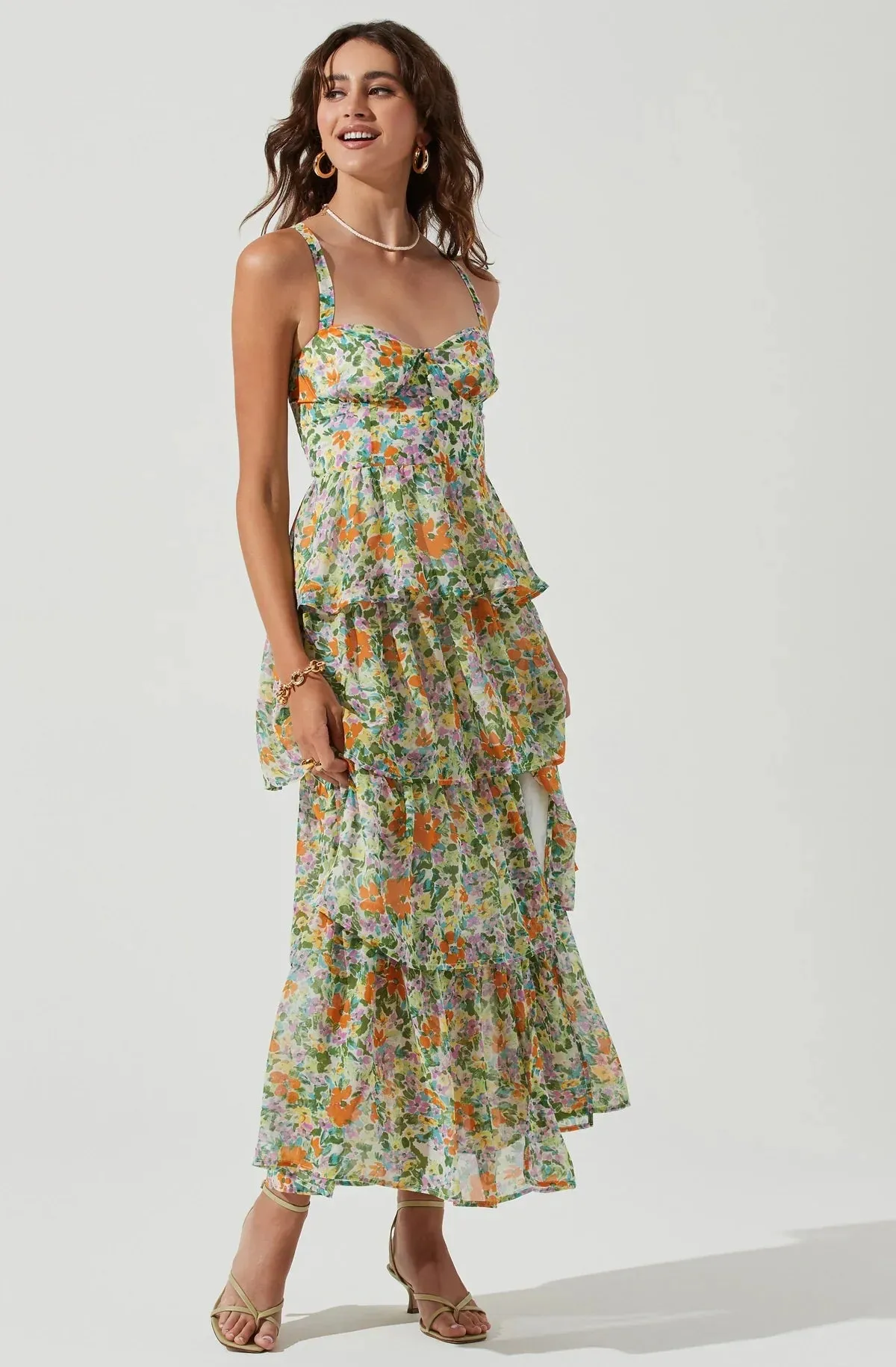 MIDSUMMER FLORAL Stylish TIERED MAXI DRESS