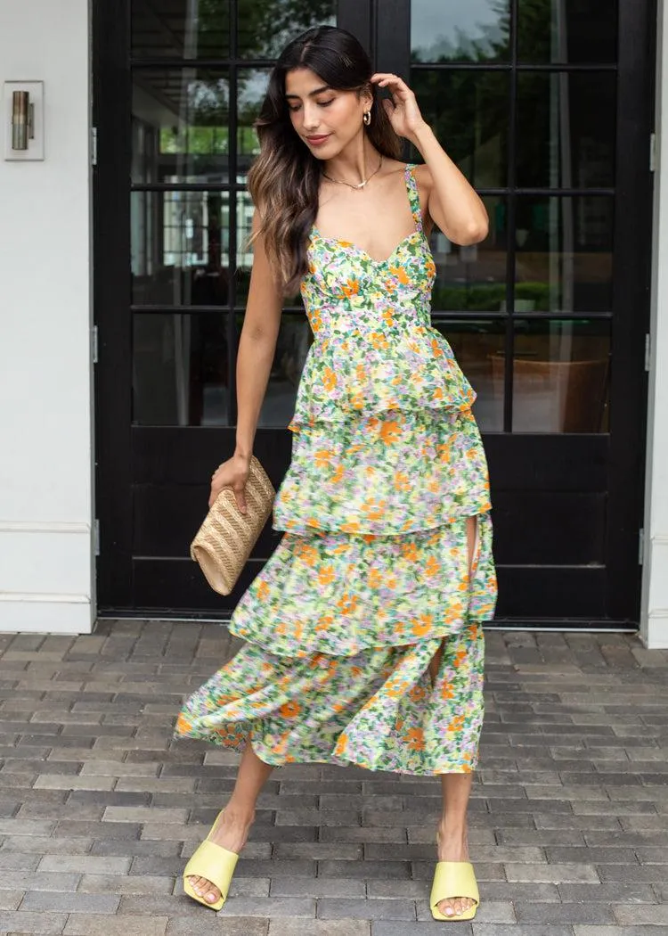 MIDSUMMER FLORAL Stylish TIERED MAXI DRESS