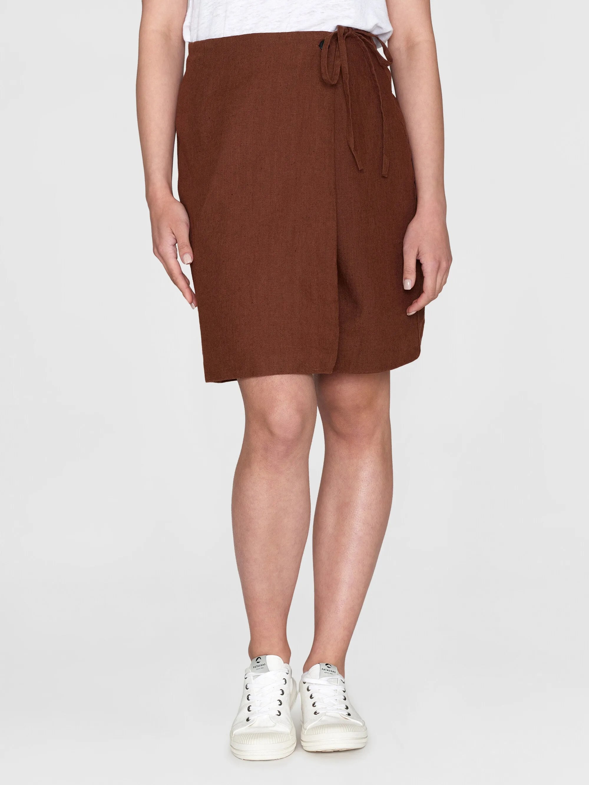 Natural linen wrap skirt - Tiramisu