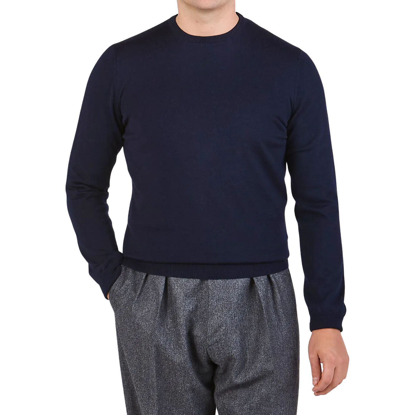 Navy Extra Fine Merino Crew Neck