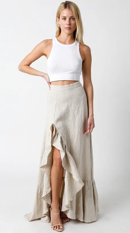 NEW!! “I’m In Linen” Maxi Skirt in Beige