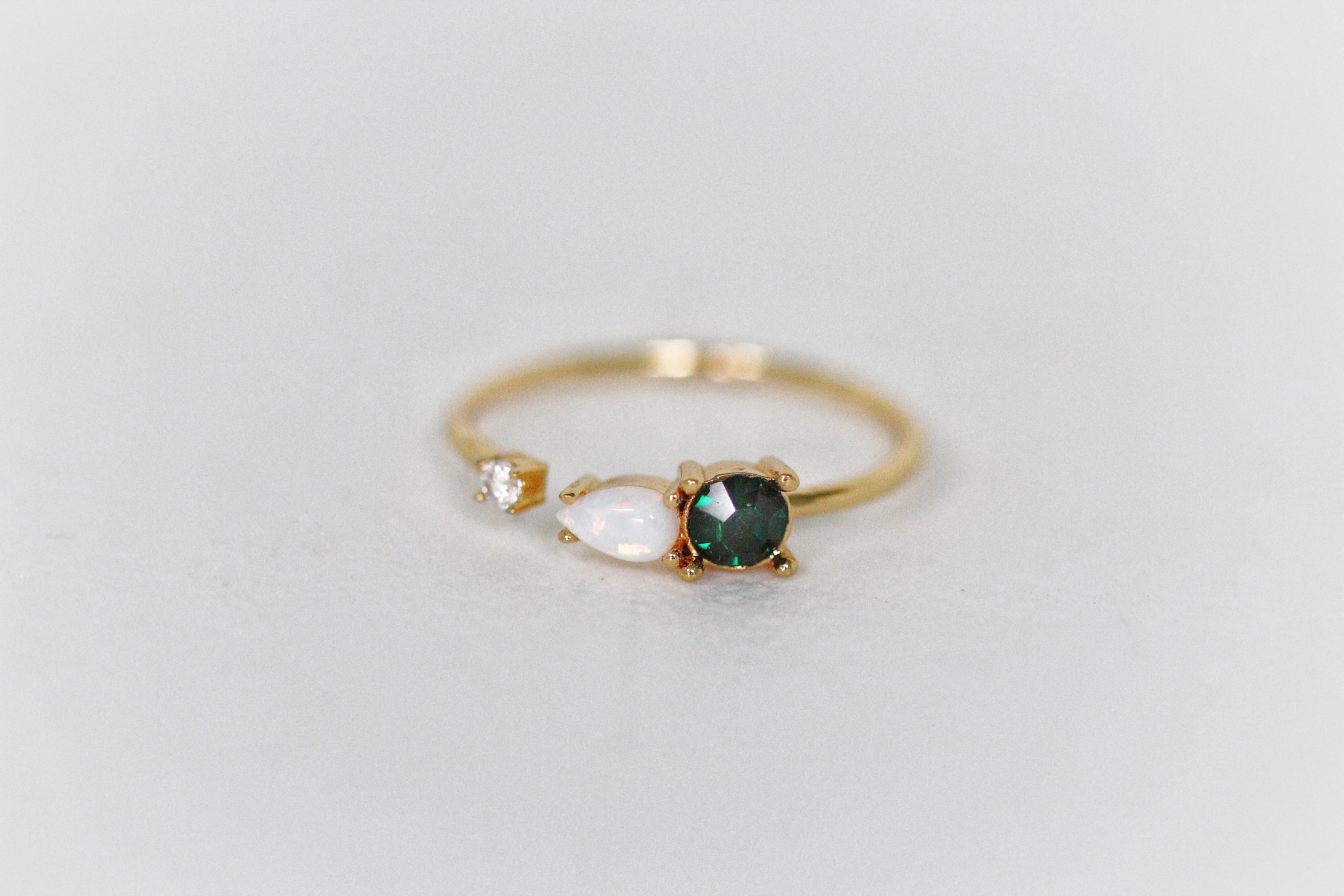 Opal & Emerald Crystal Ring