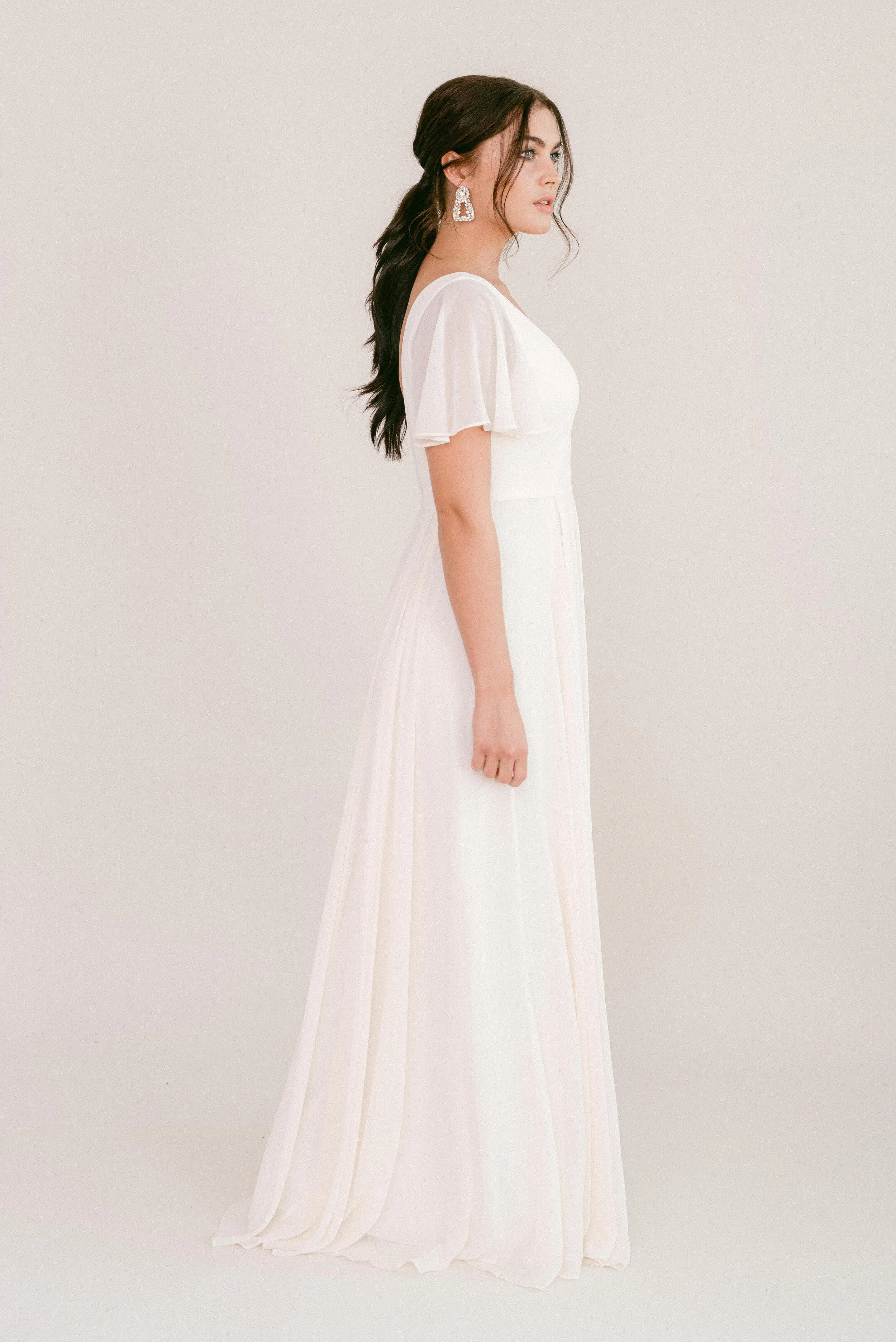 Phoebe Bridesmaid Dress In Ivory Chiffon