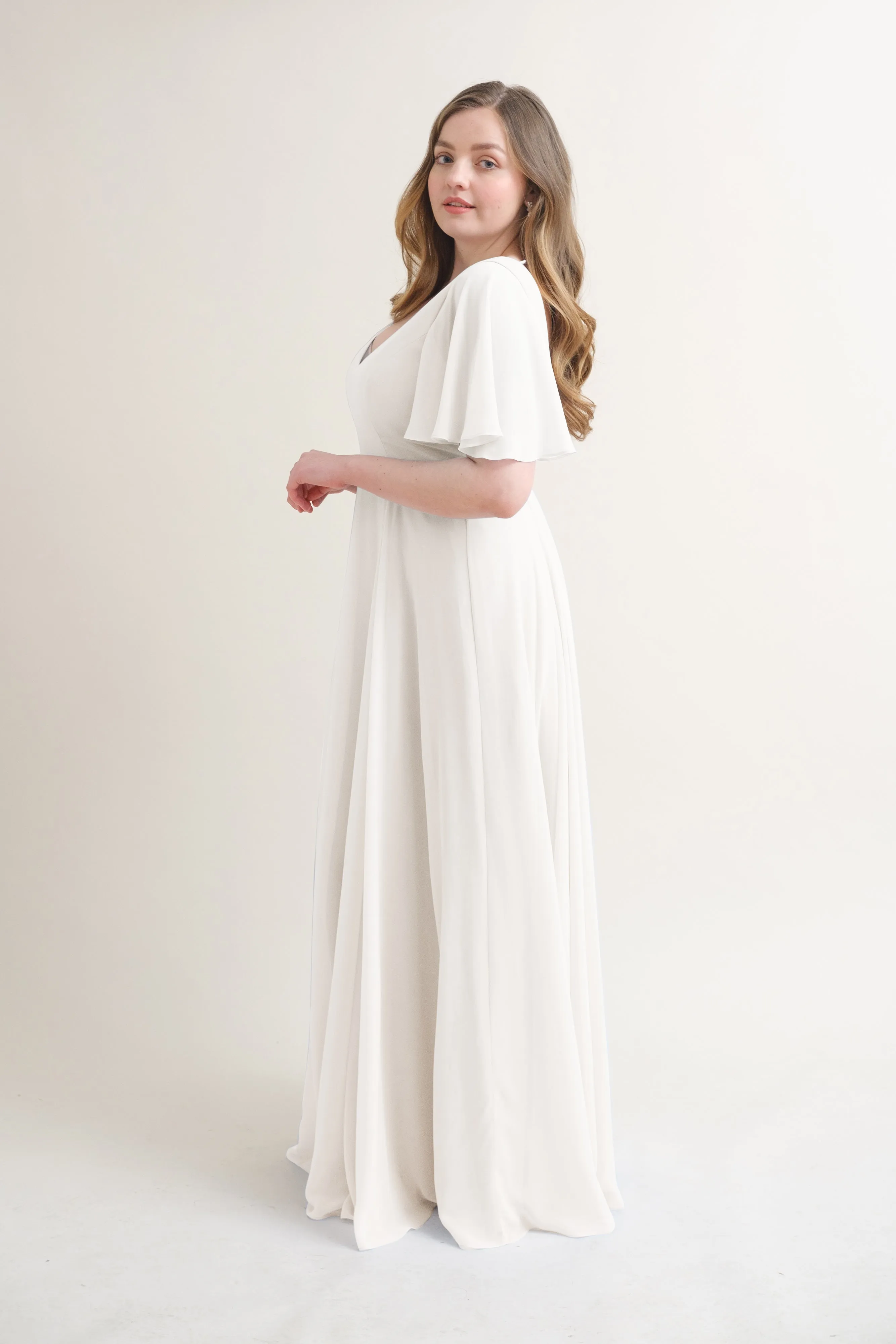 Phoebe Bridesmaid Dress In Ivory Chiffon