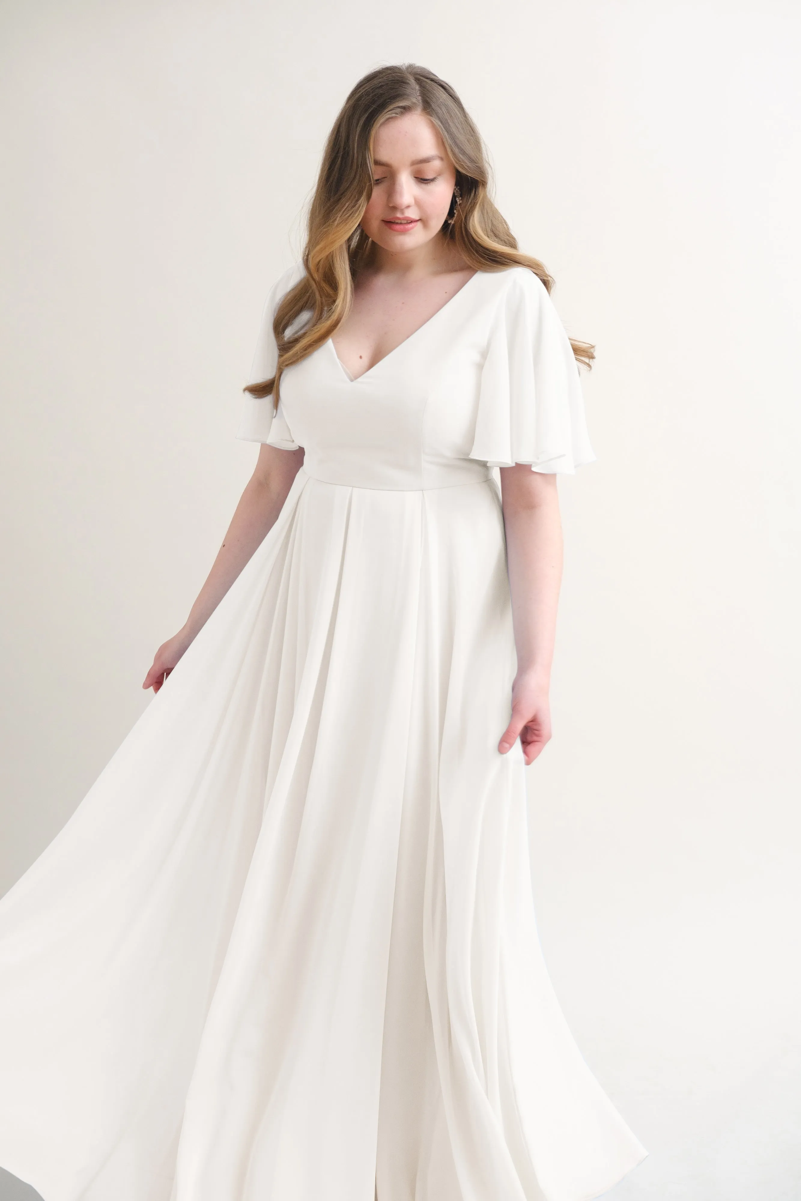 Phoebe Bridesmaid Dress In Ivory Chiffon