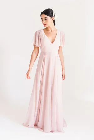 Phoebe Bridesmaid Dress In Smoked Blush Chiffon