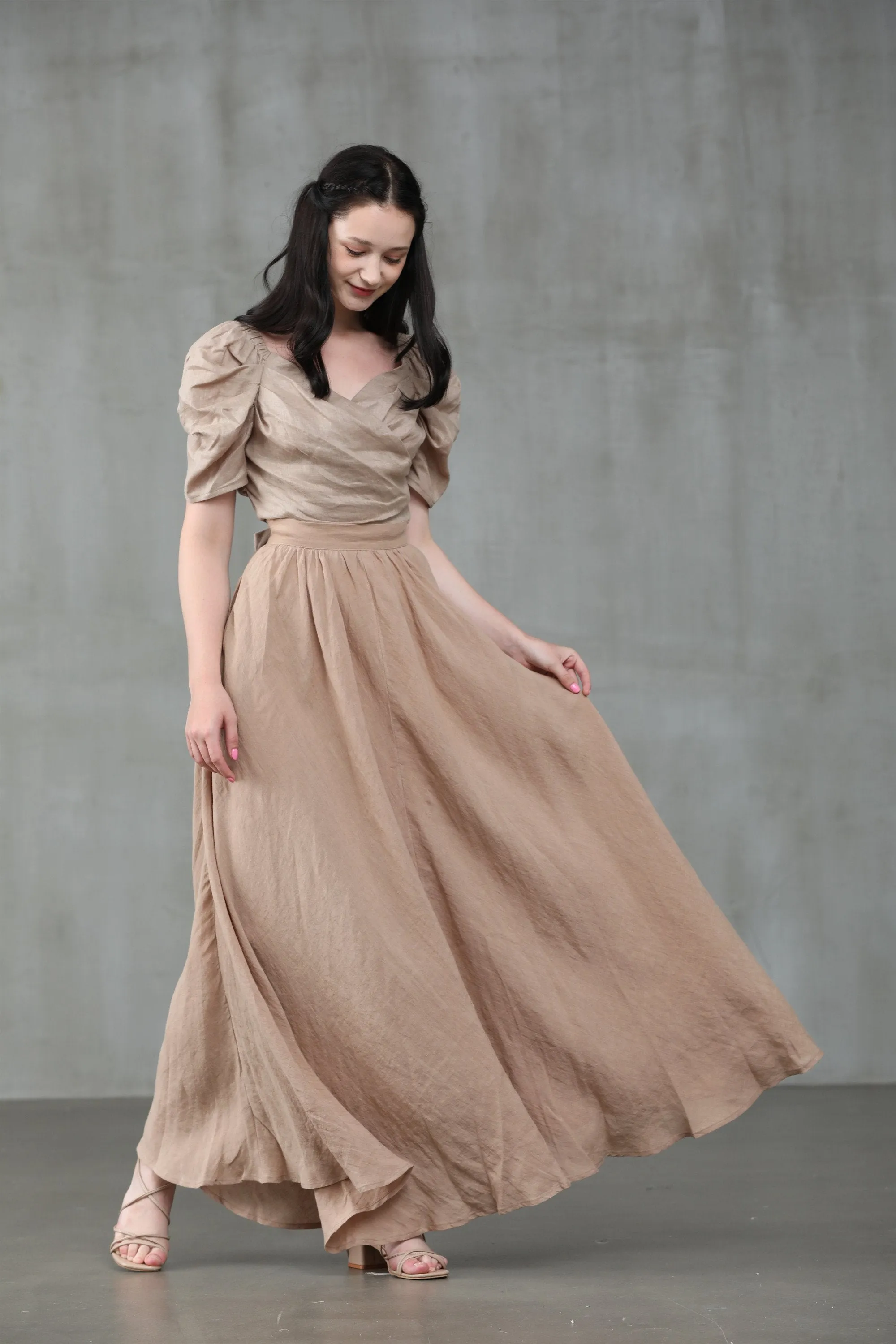 Poppy 23 | Nude linen skirt