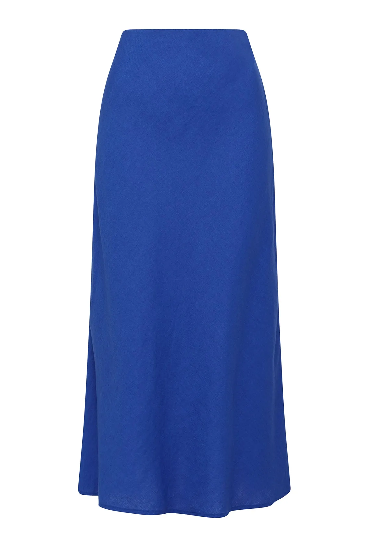 Pure Linen Bias Skirt - Cobalt Blue